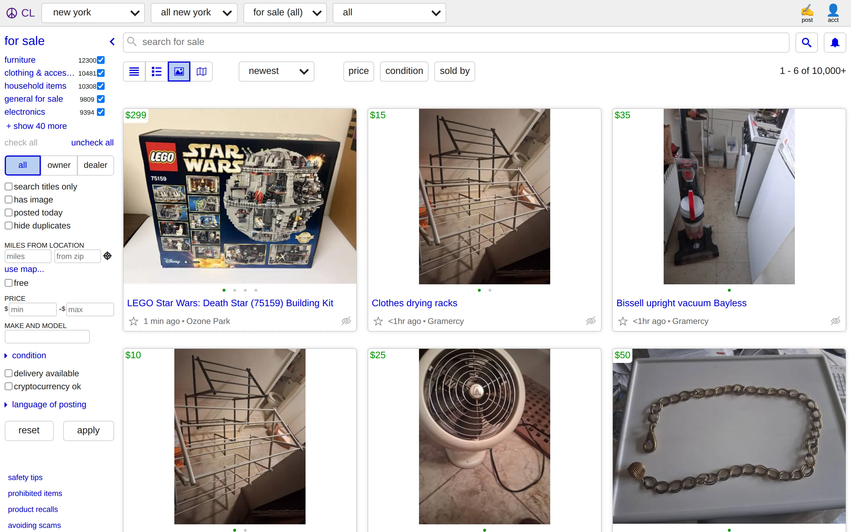 Craigslist collection page