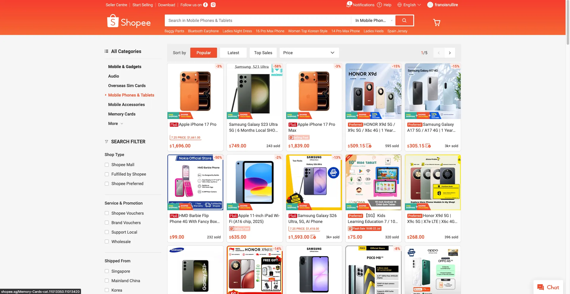 Shopee collection page