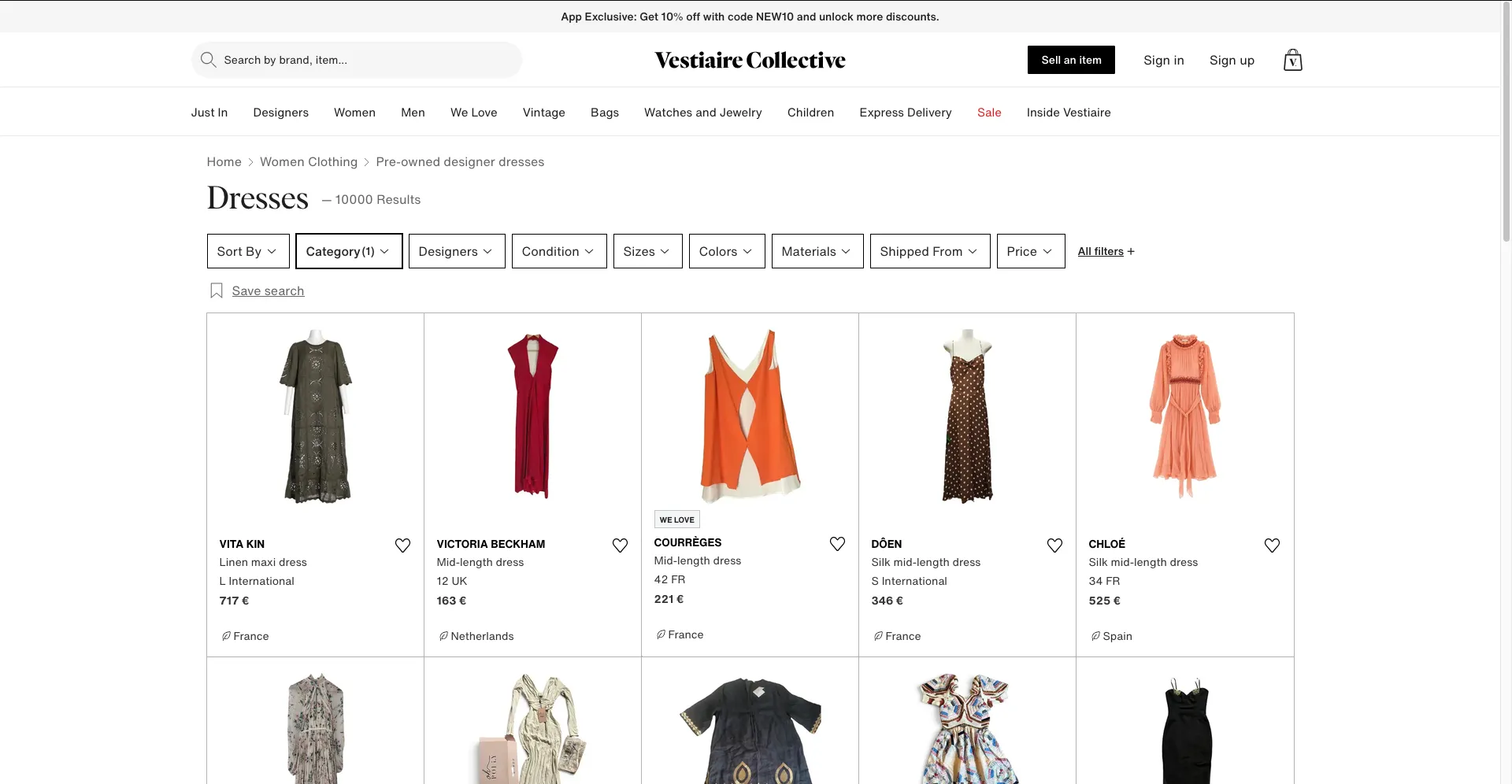 Vestiaire Collective collection page