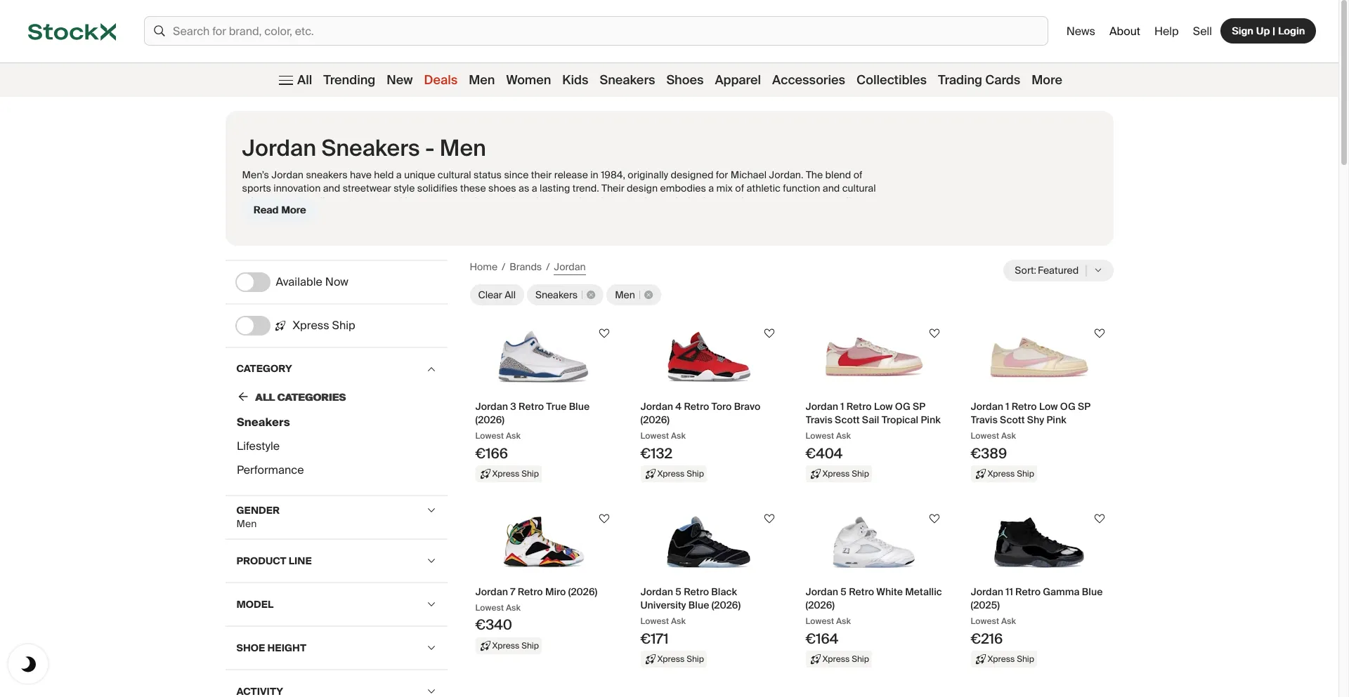 StockX collection page