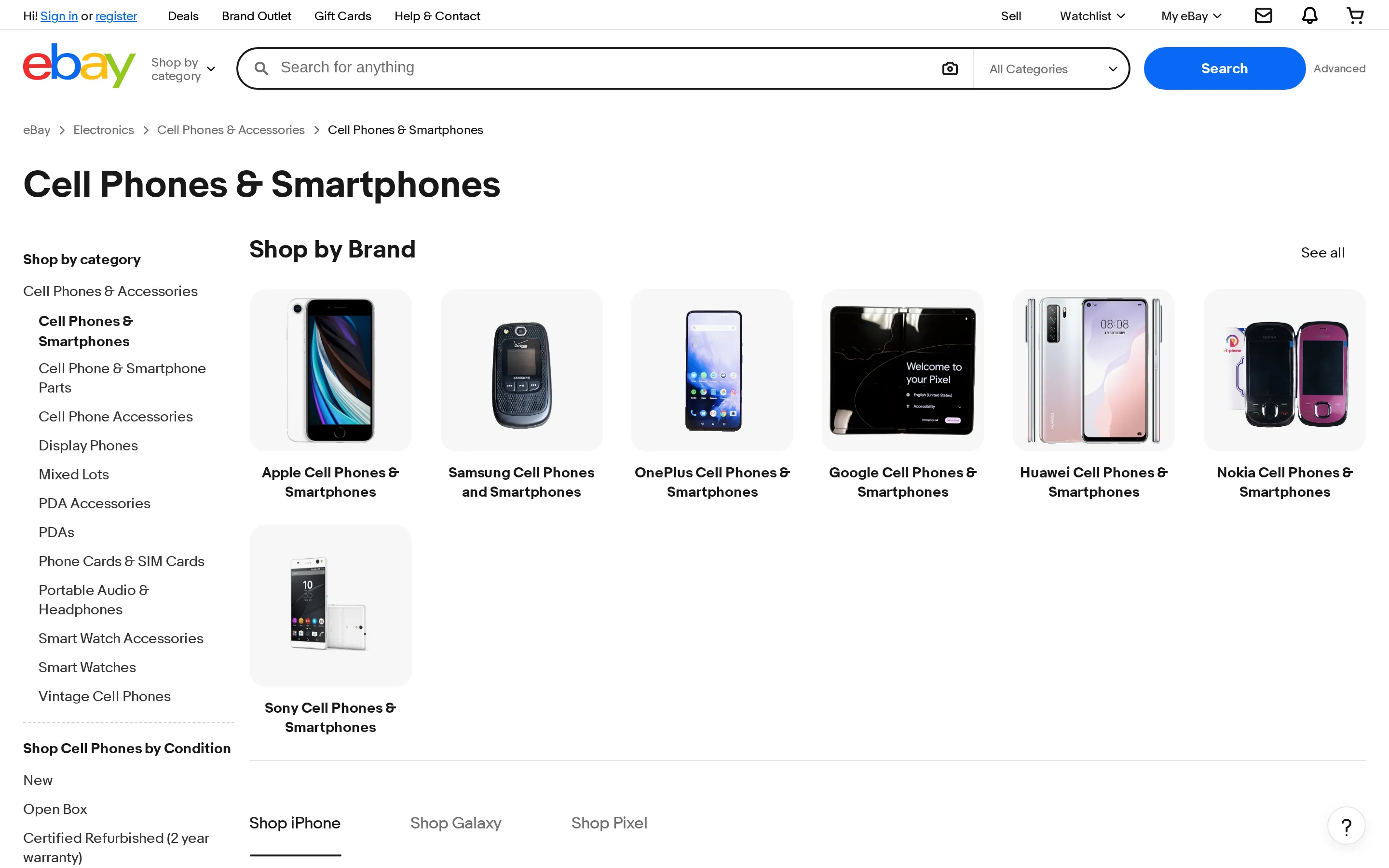 eBay collection page