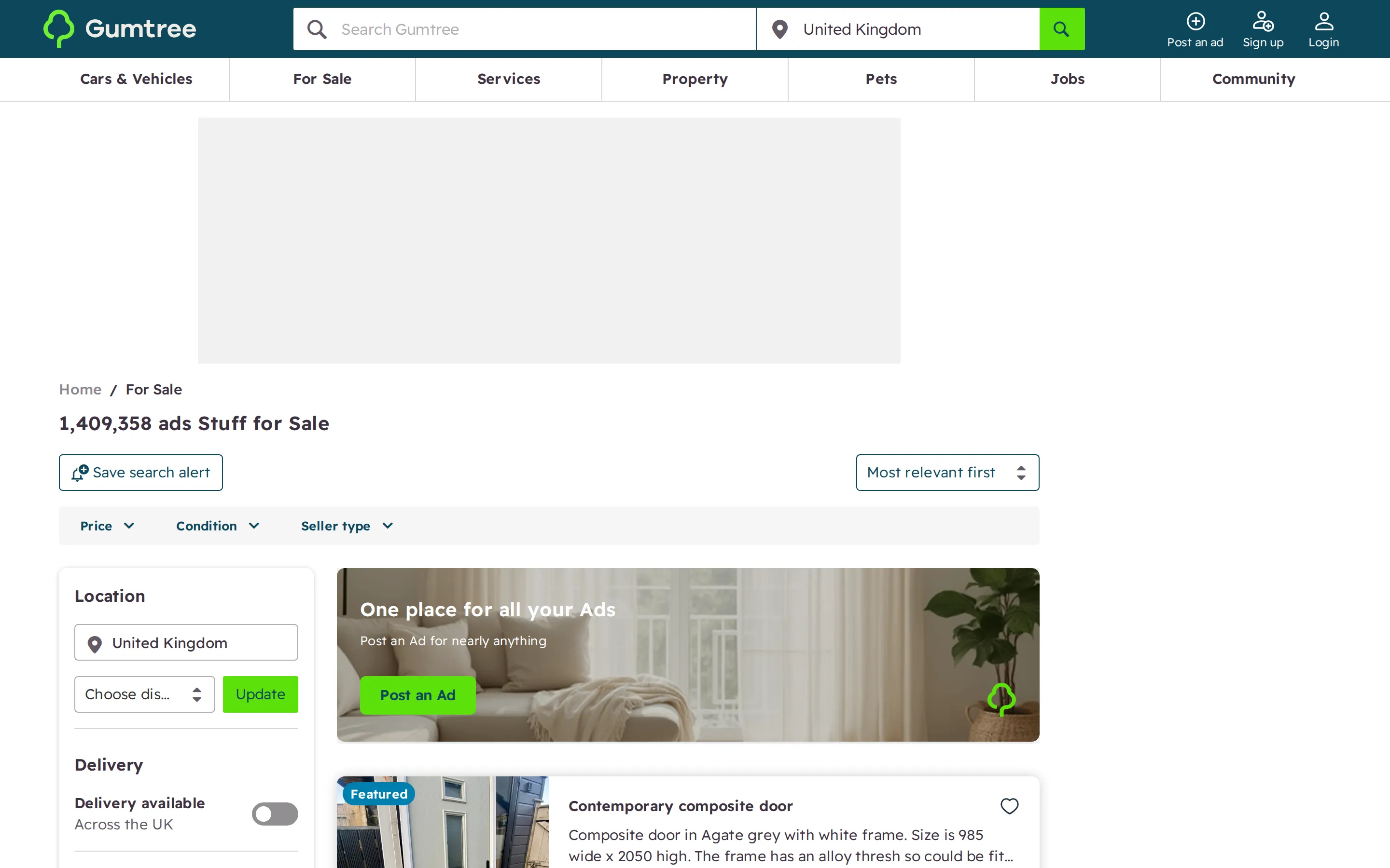Gumtree collection page