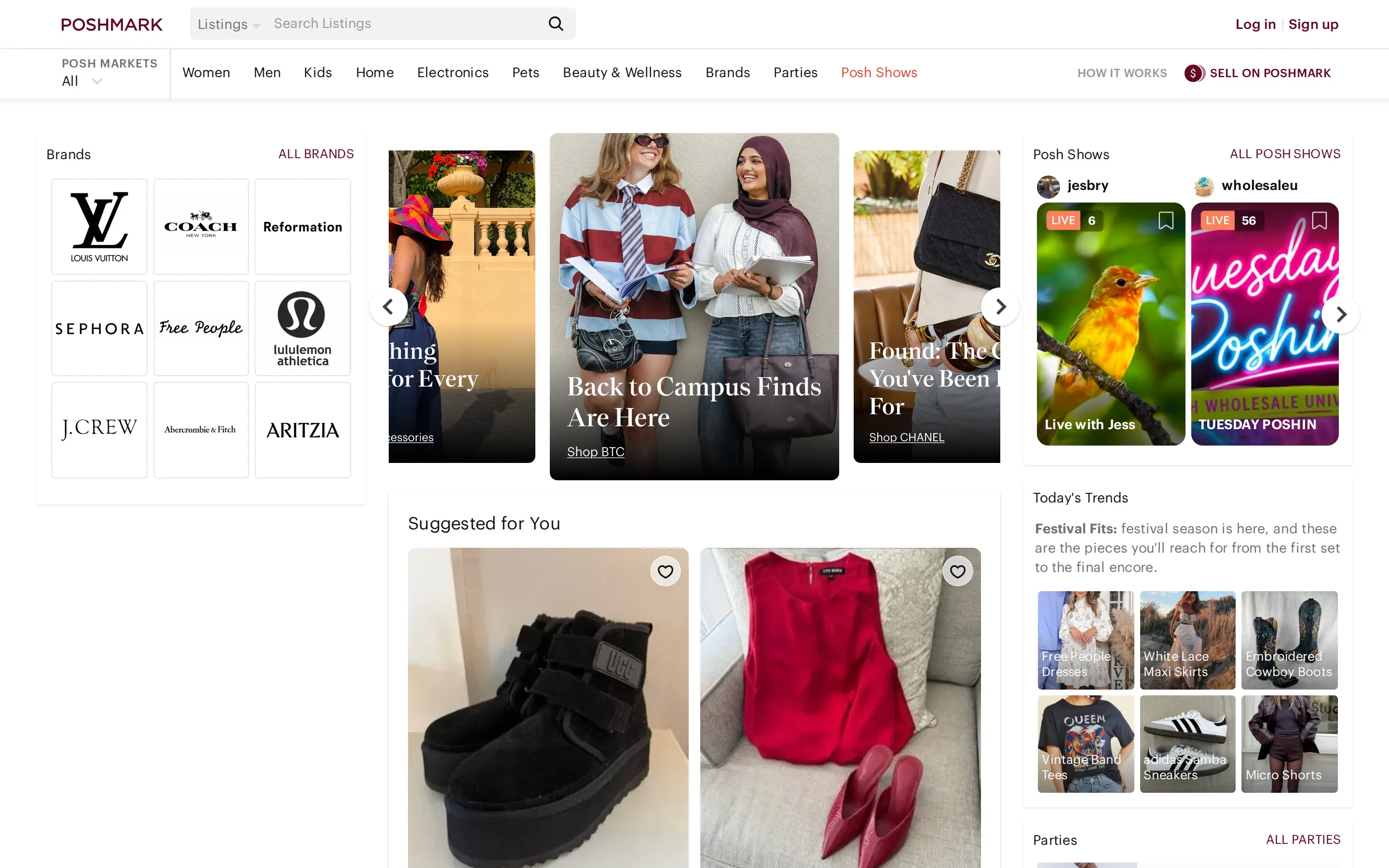 Poshmark homepage