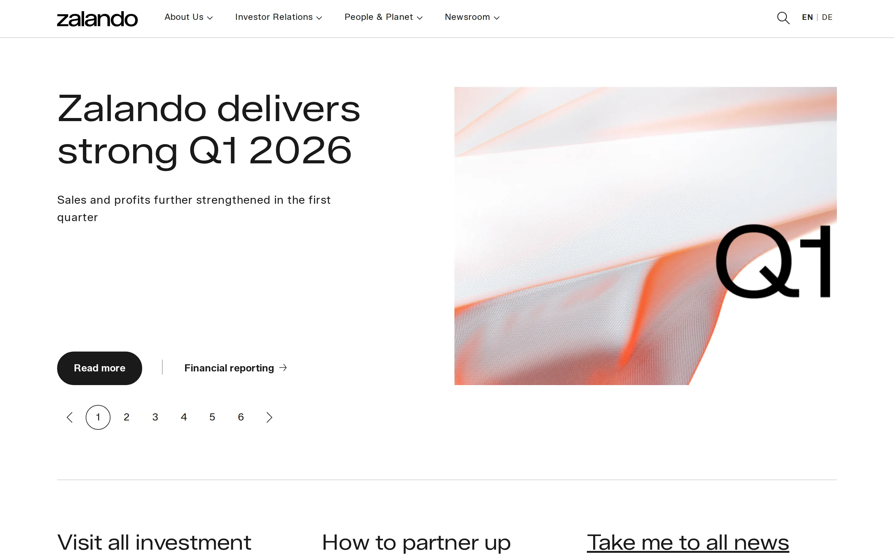 Página de inicio de Zalando