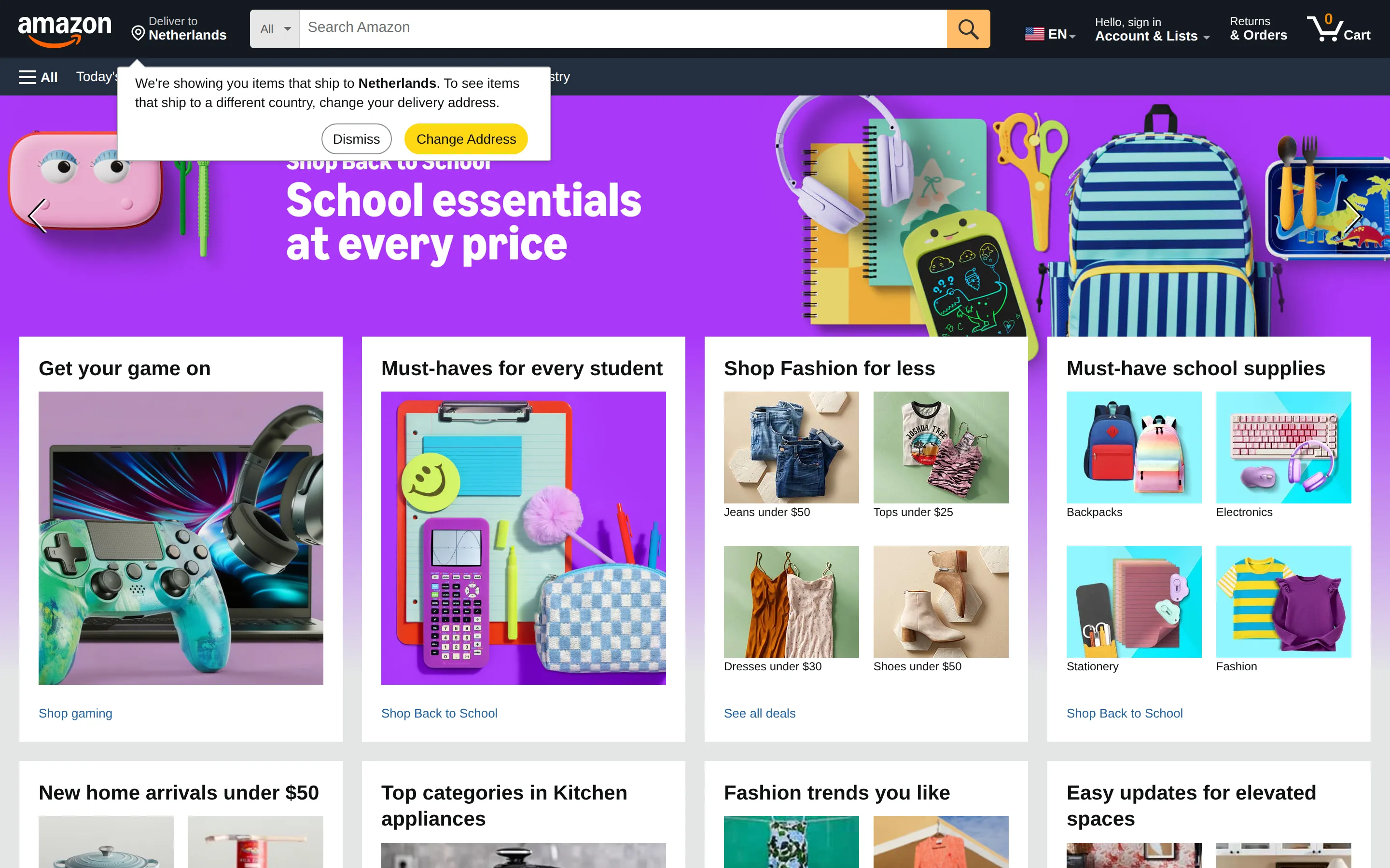 Amazon homepage