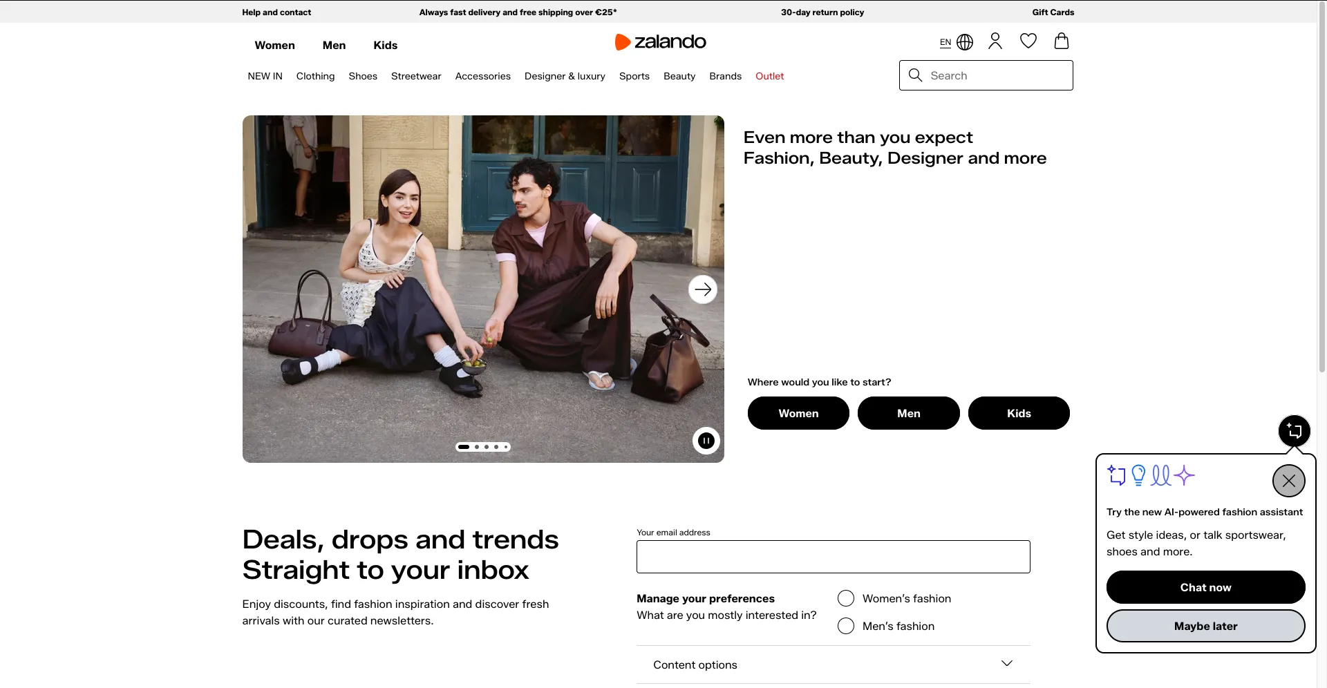 Zalando homepage