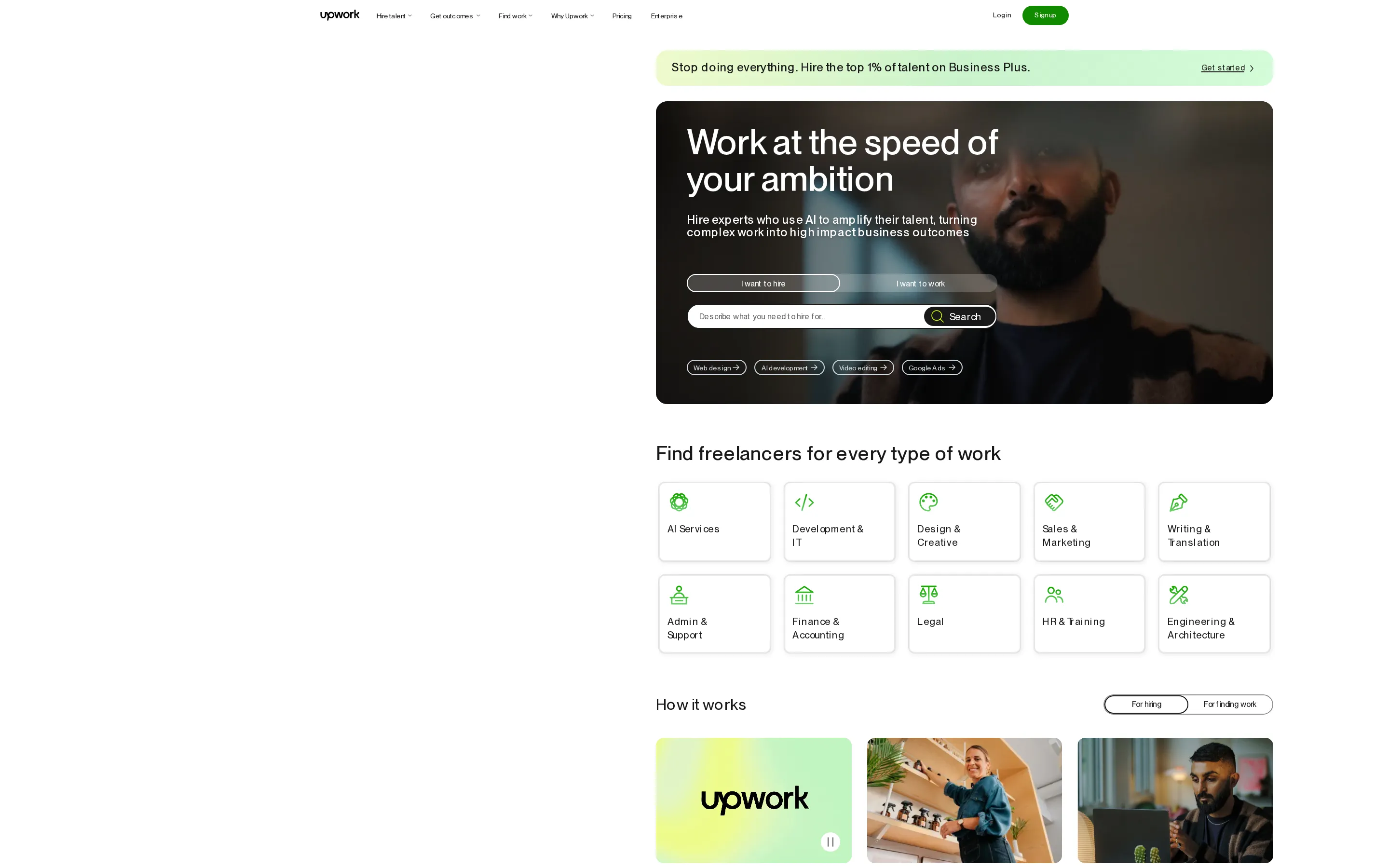 Upwork homepage