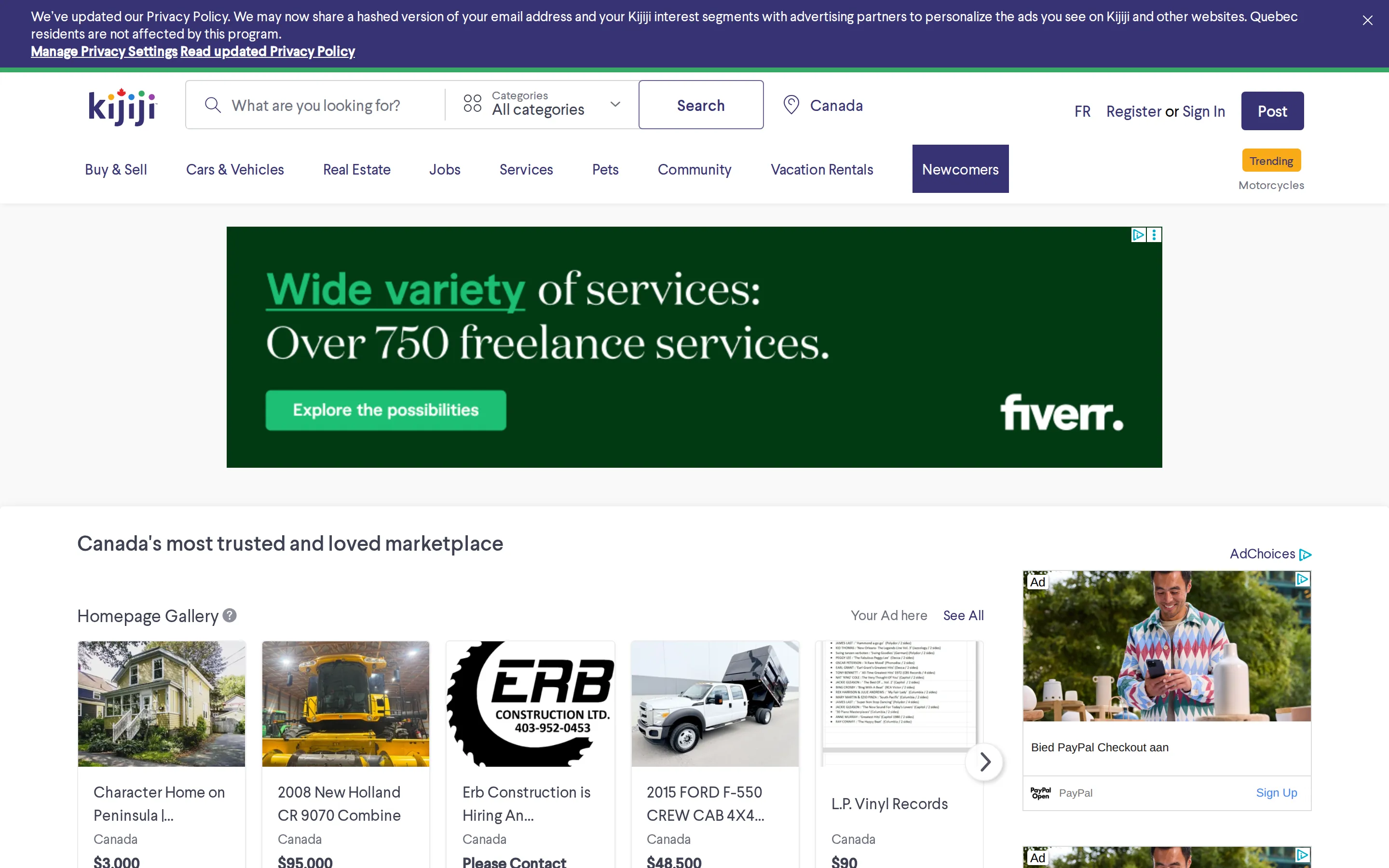 Kijiji homepage