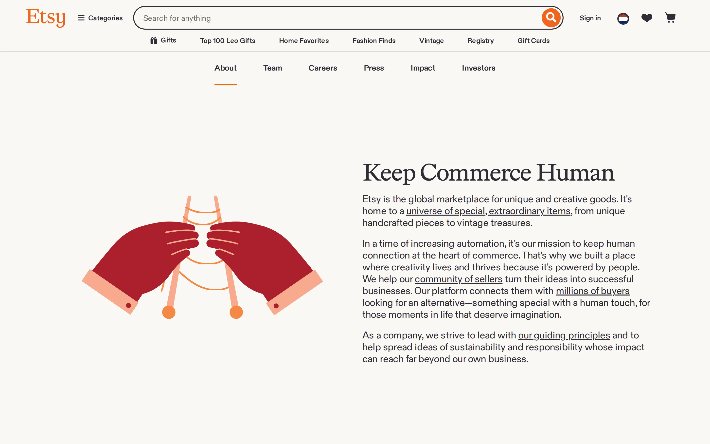Etsy homepage