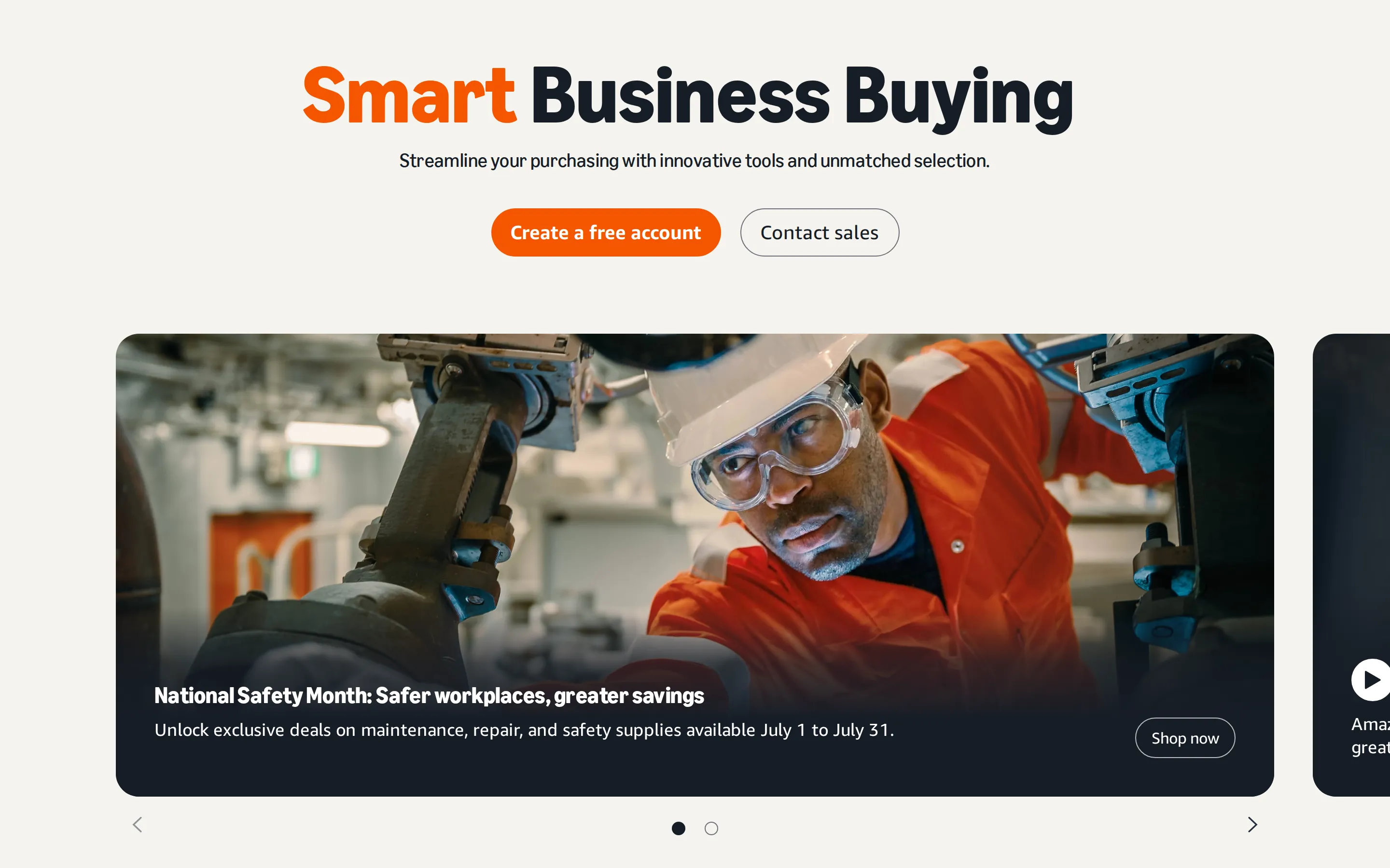 Amazon Business homepage