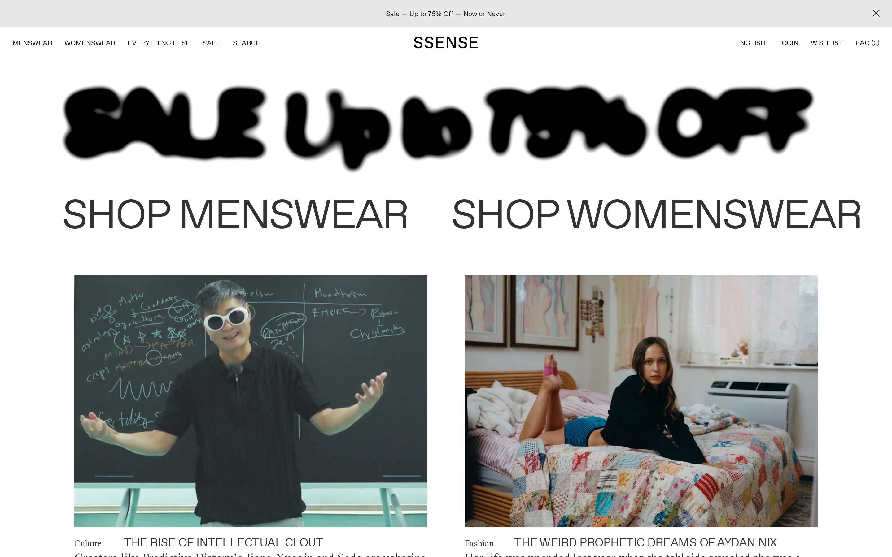 SSENSE homepage