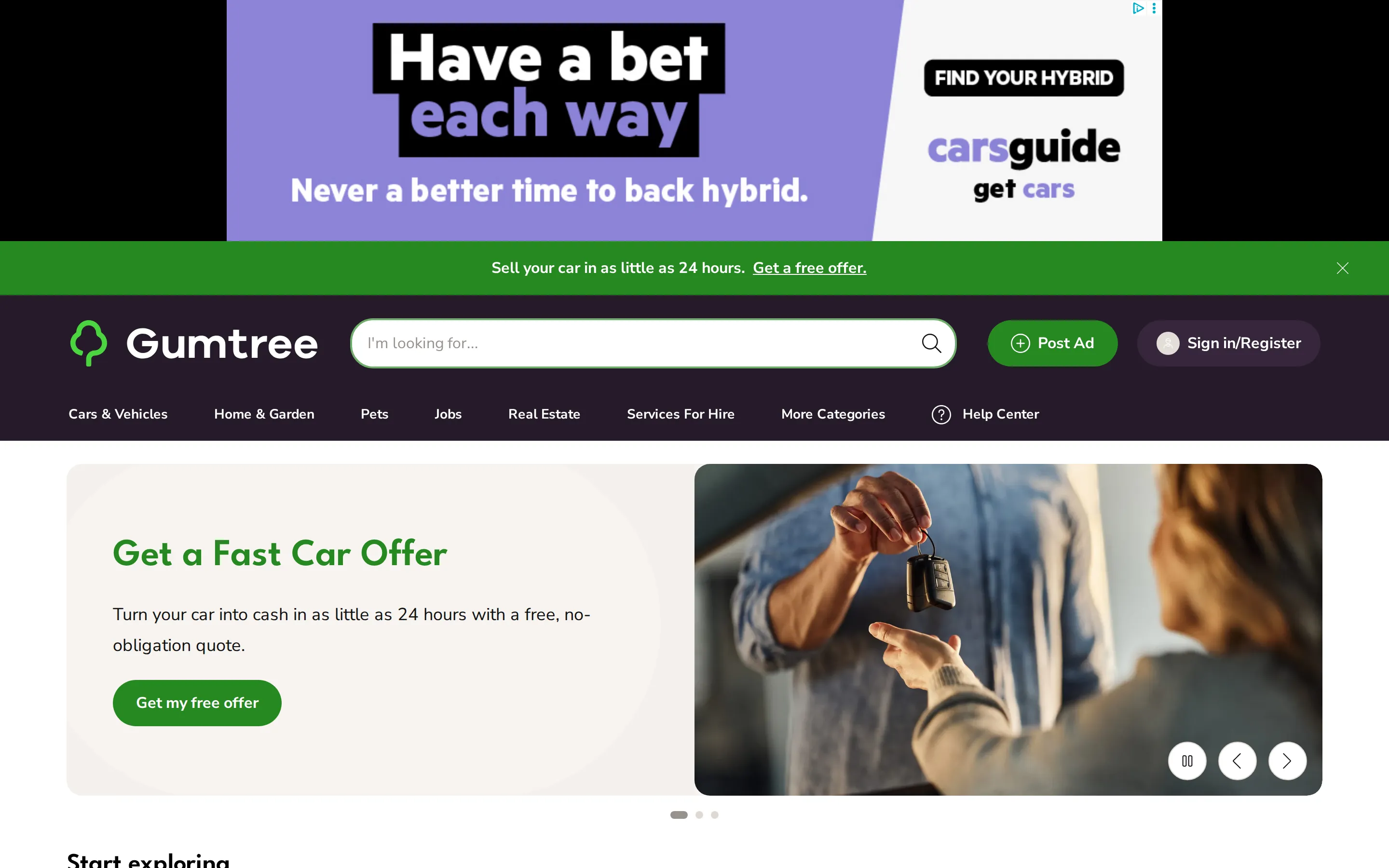 Gumtree Australia homepage