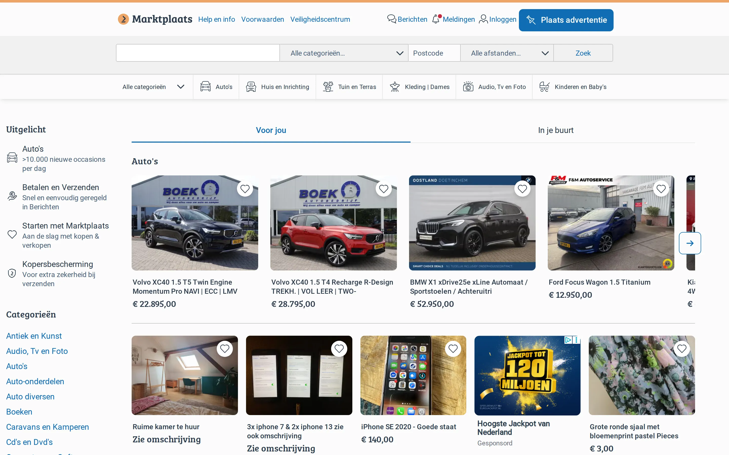 Marktplaats homepage