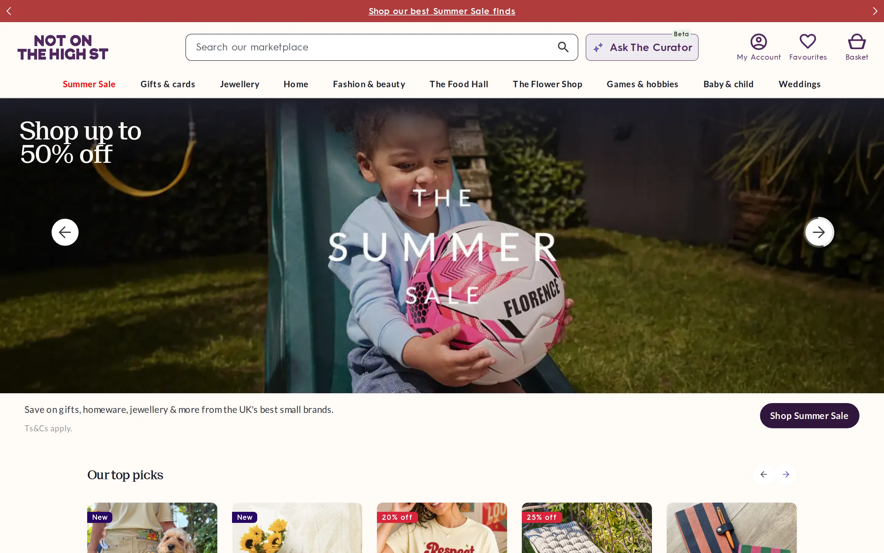 Notonthehighstreet homepage