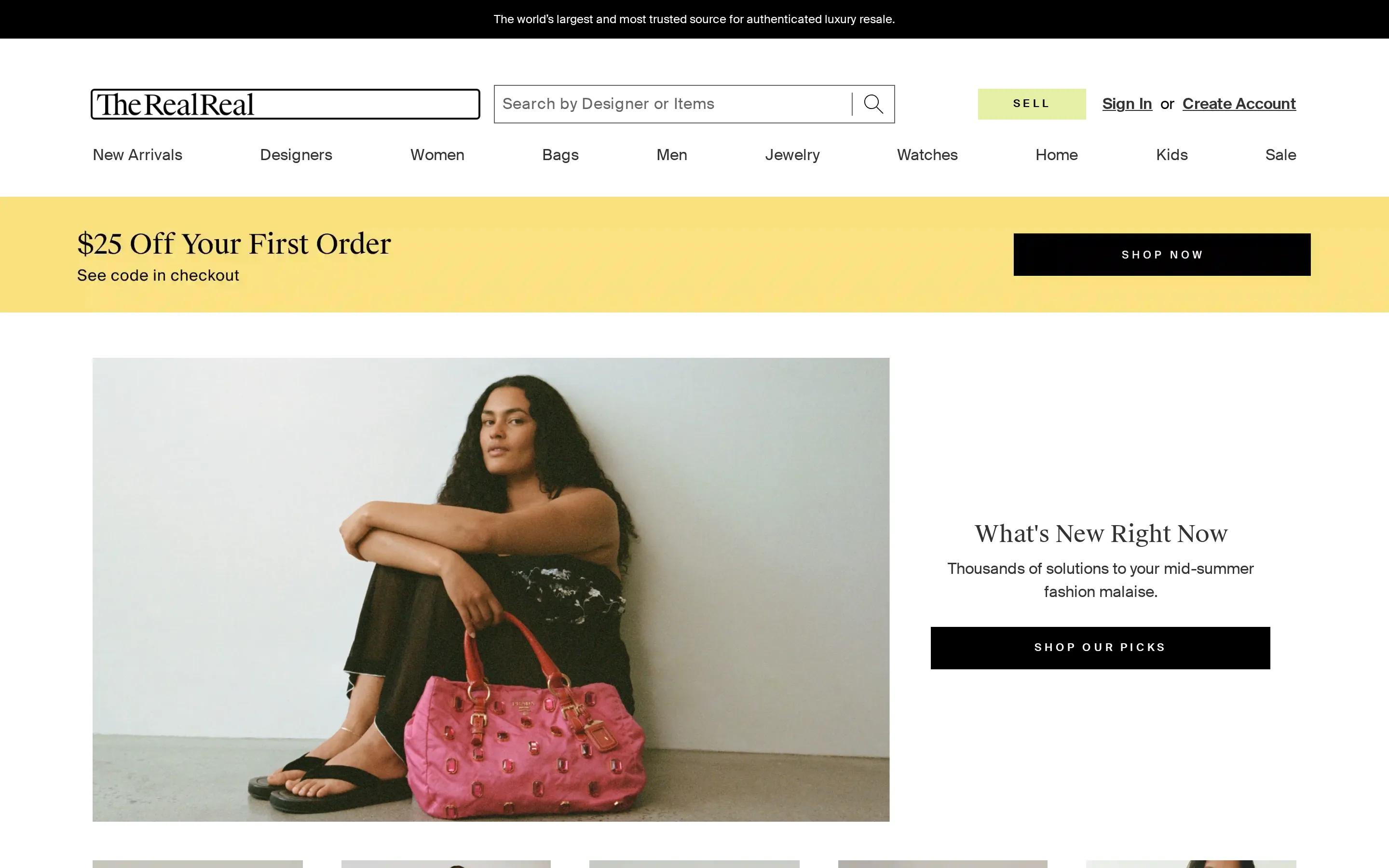 The RealReal homepage