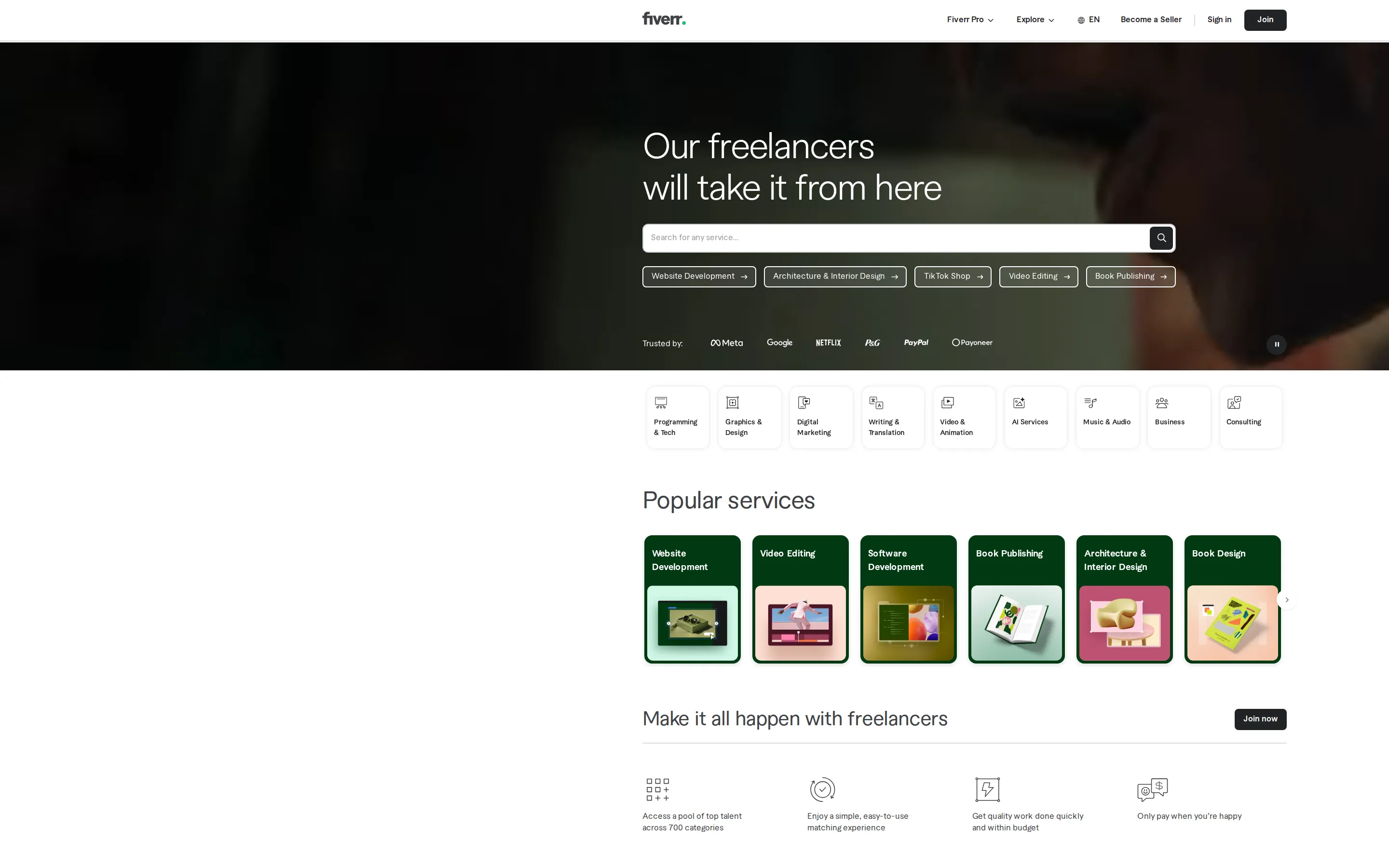 Fiverr homepage
