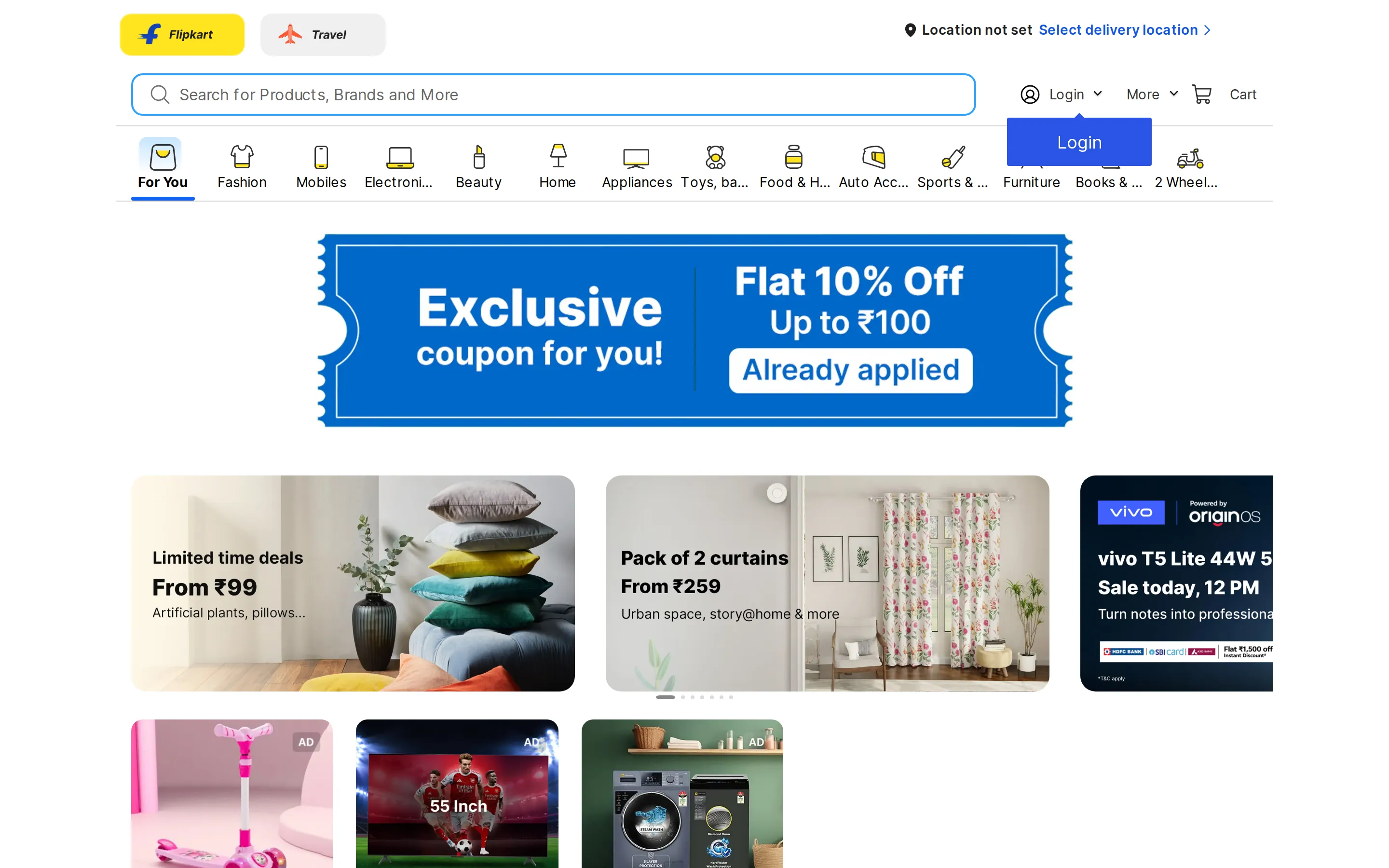Flipkart homepage