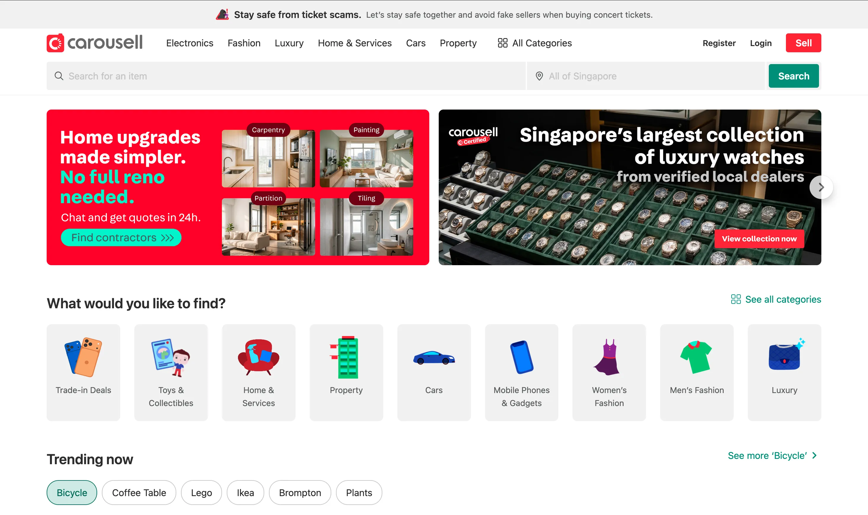 Carousell homepage