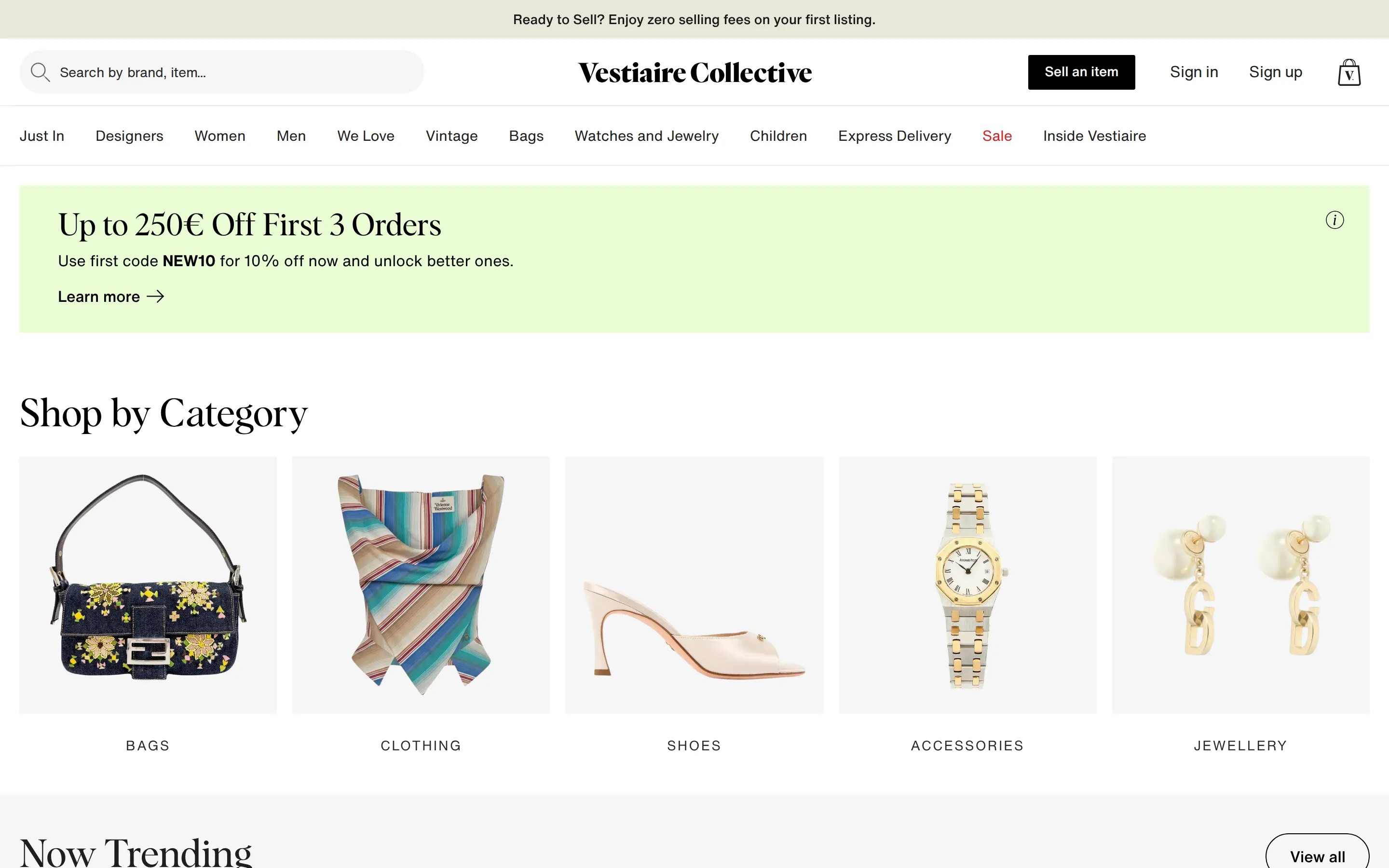 Vestiaire Collective homepage
