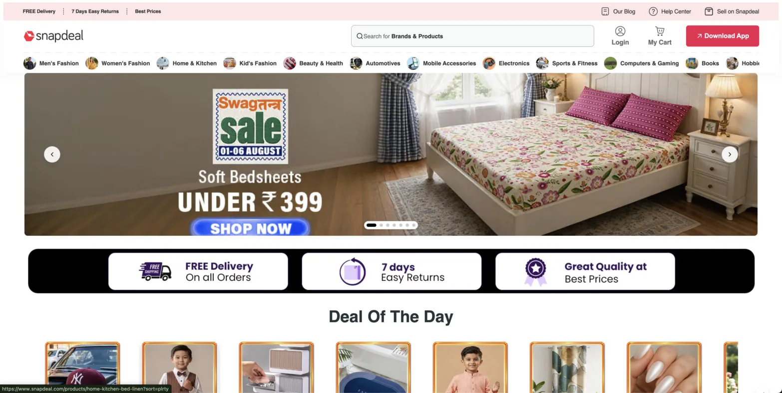 Snapdeal homepage