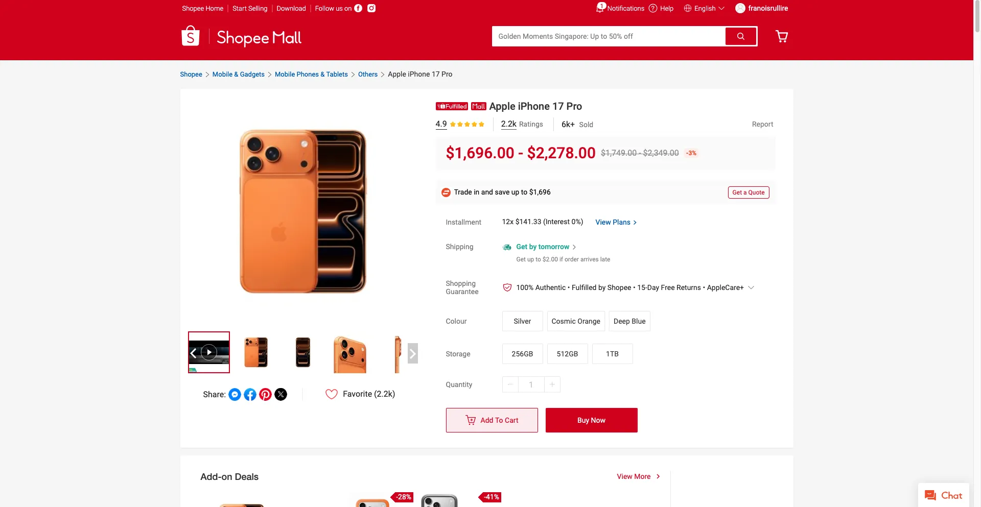 Shopee product page