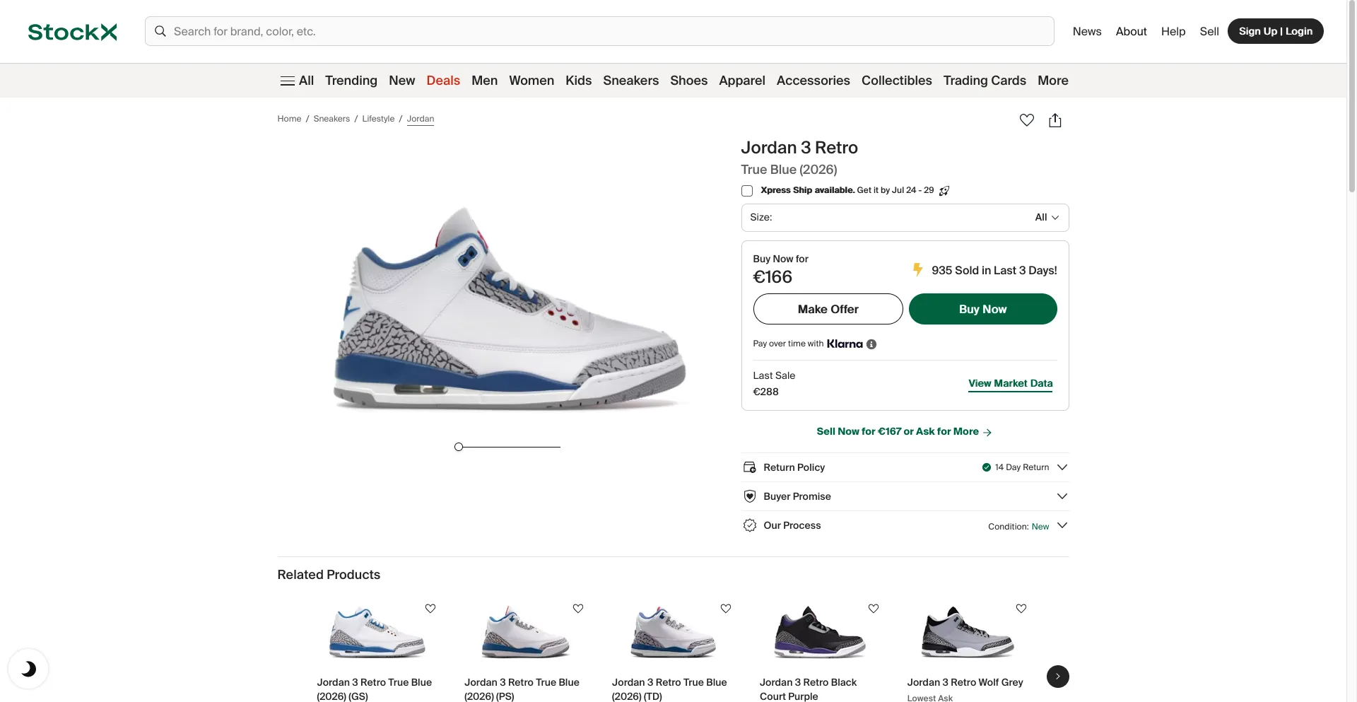 StockX product page