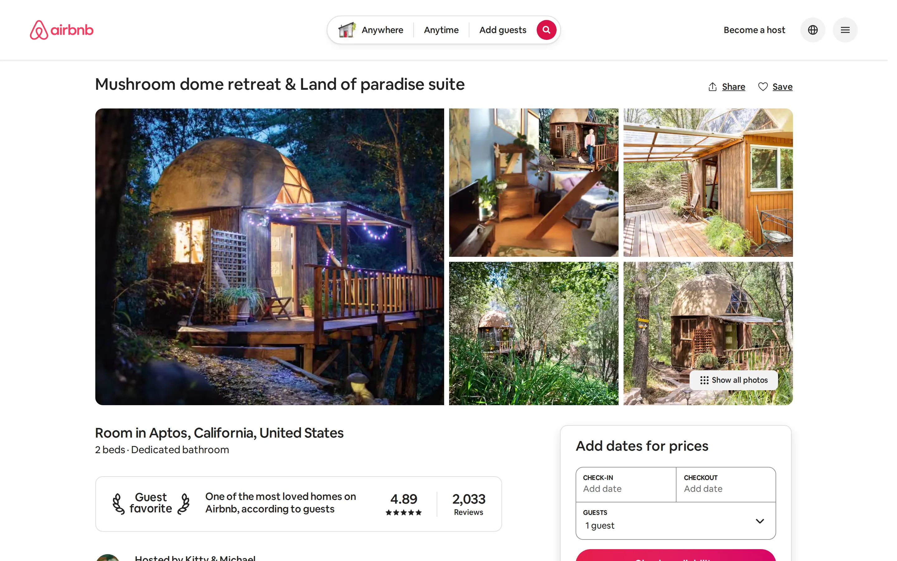 Airbnb product page