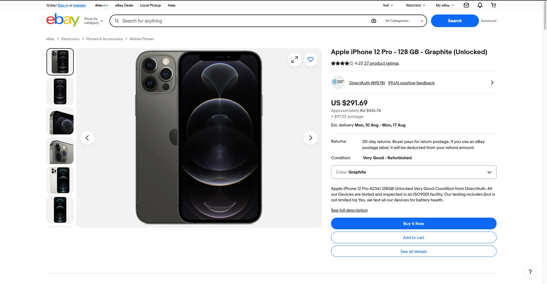 eBay Australia product page