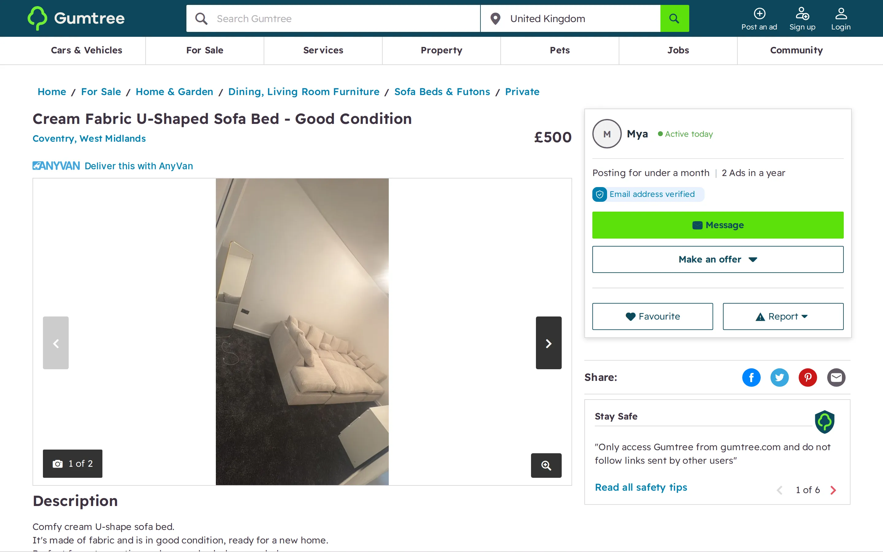 Gumtree product page