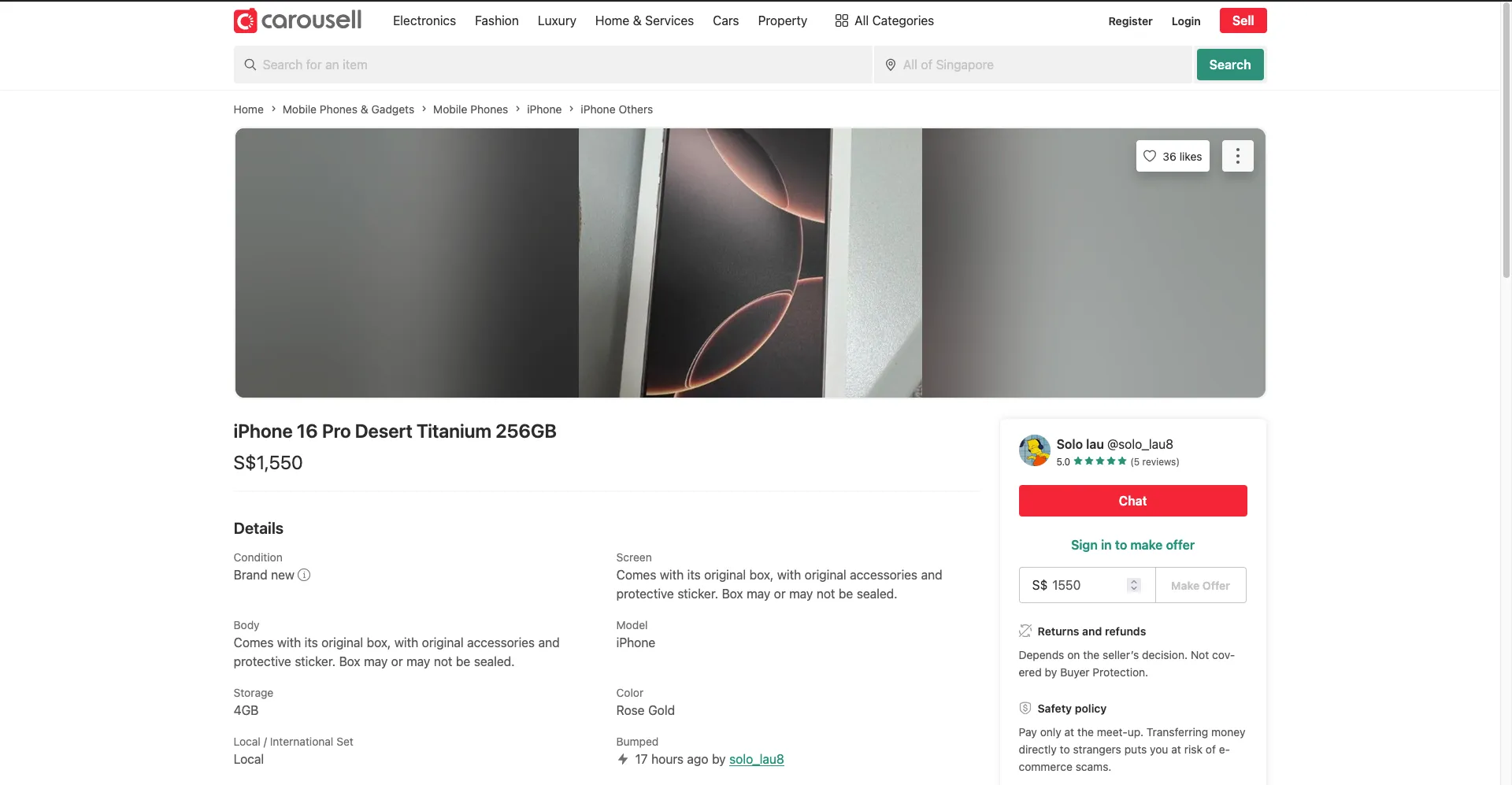 Carousell product page