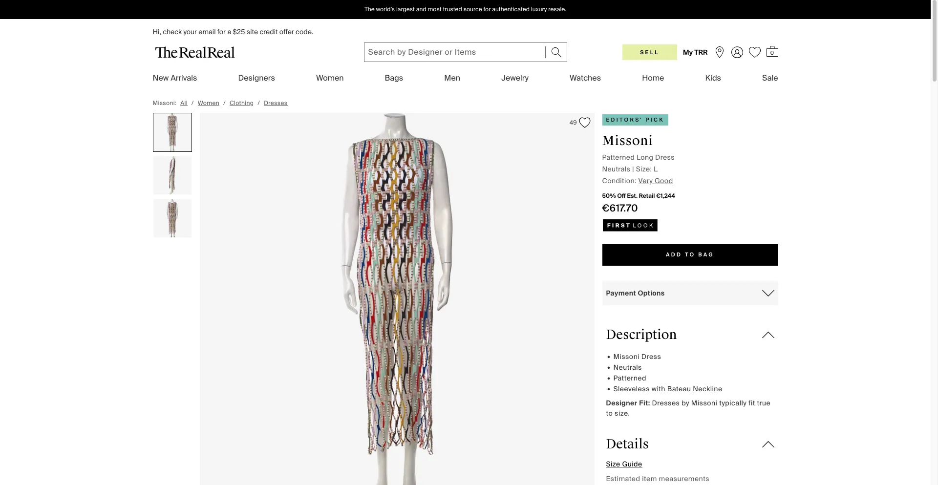 The RealReal product page