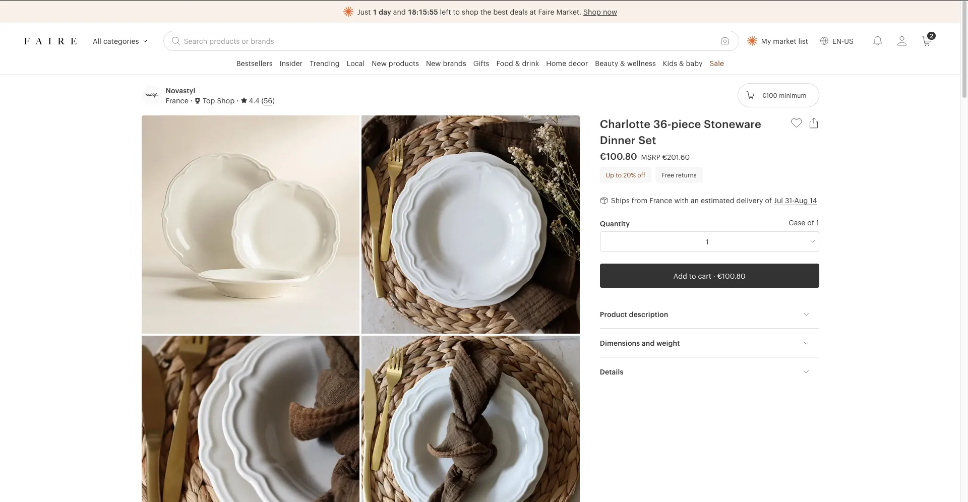 Faire product page