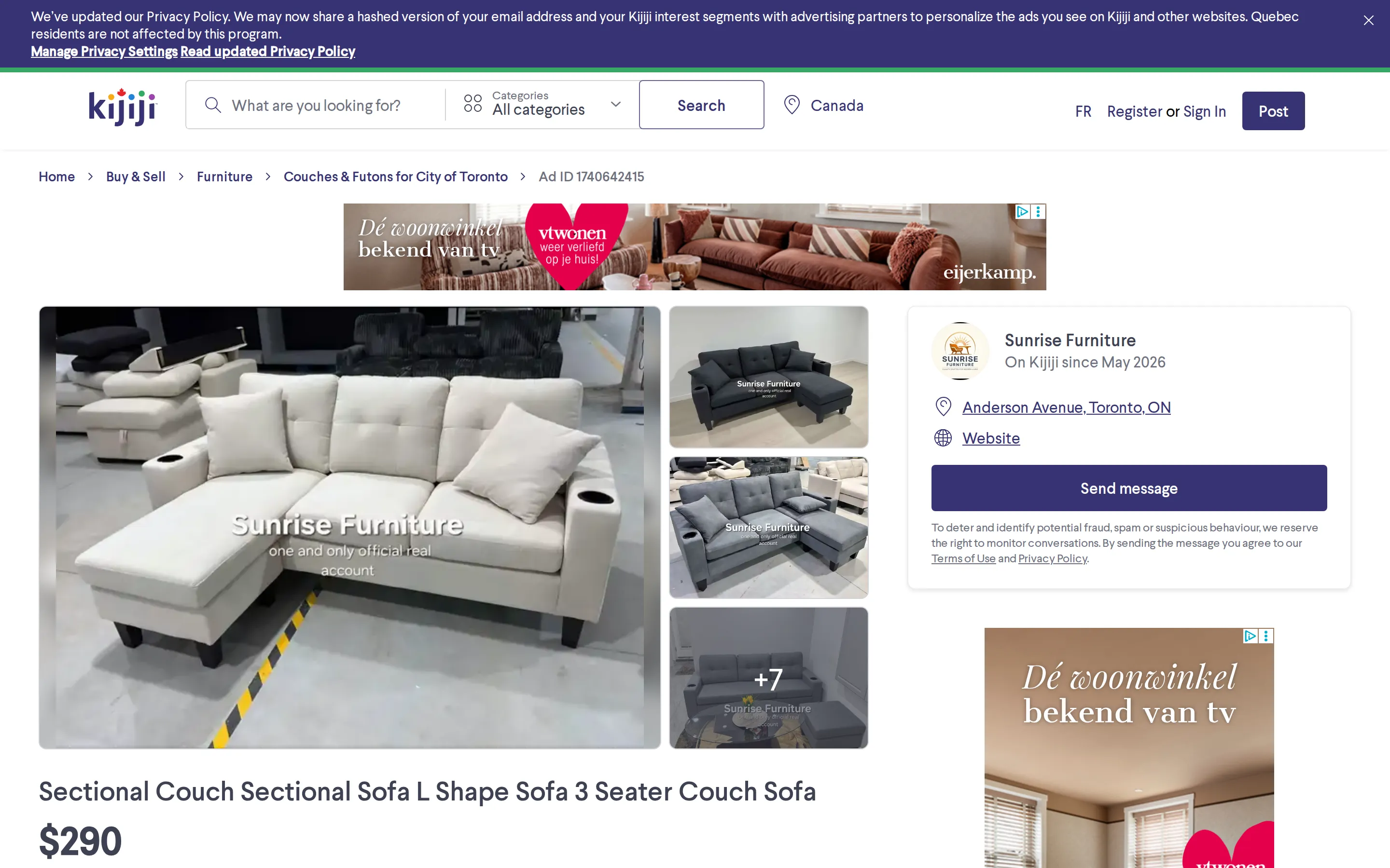 Kijiji product page