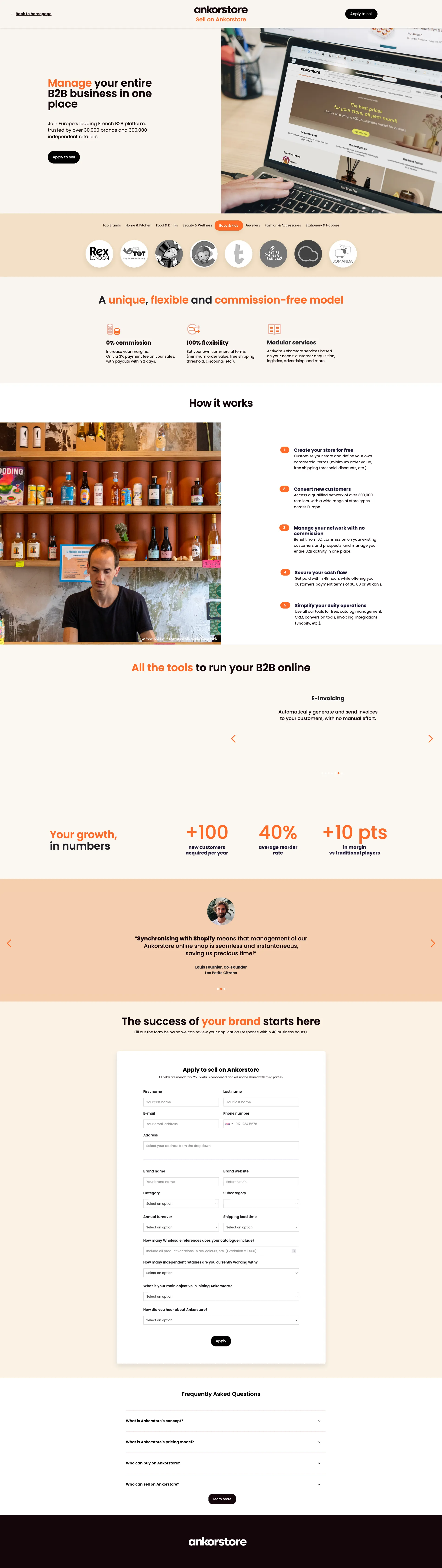 Ankorstore seller page