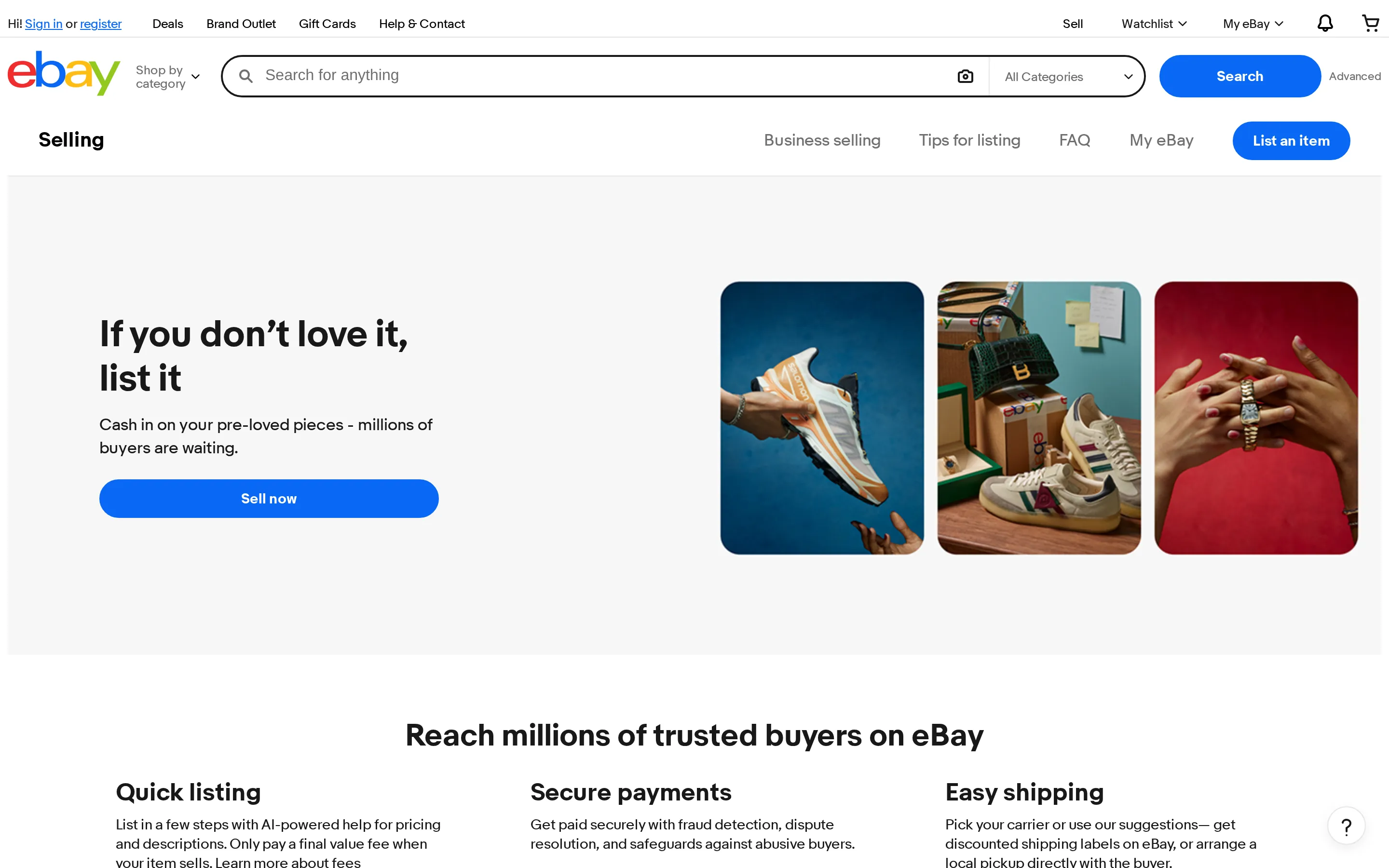 eBay seller page