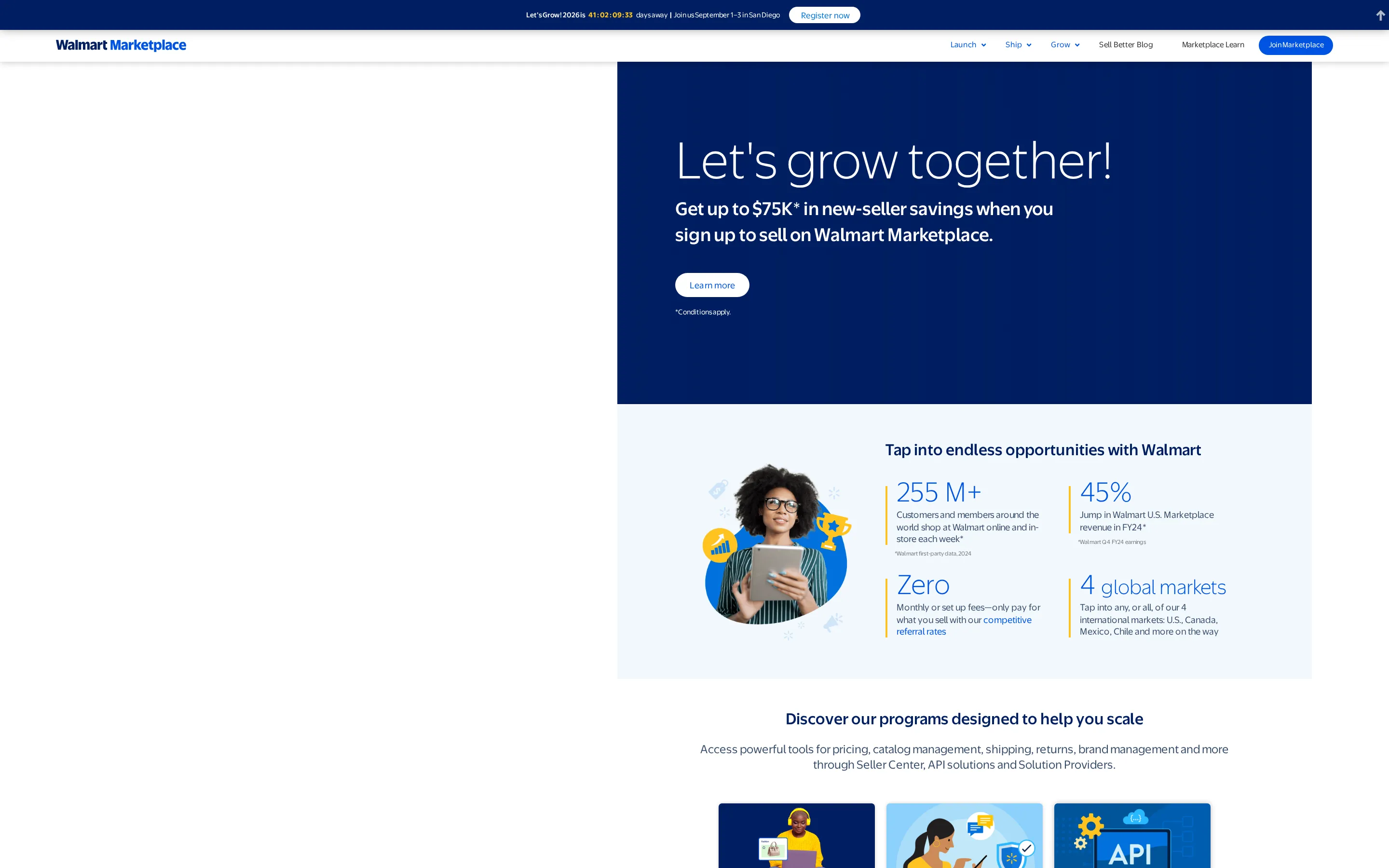 Walmart Marketplace seller page