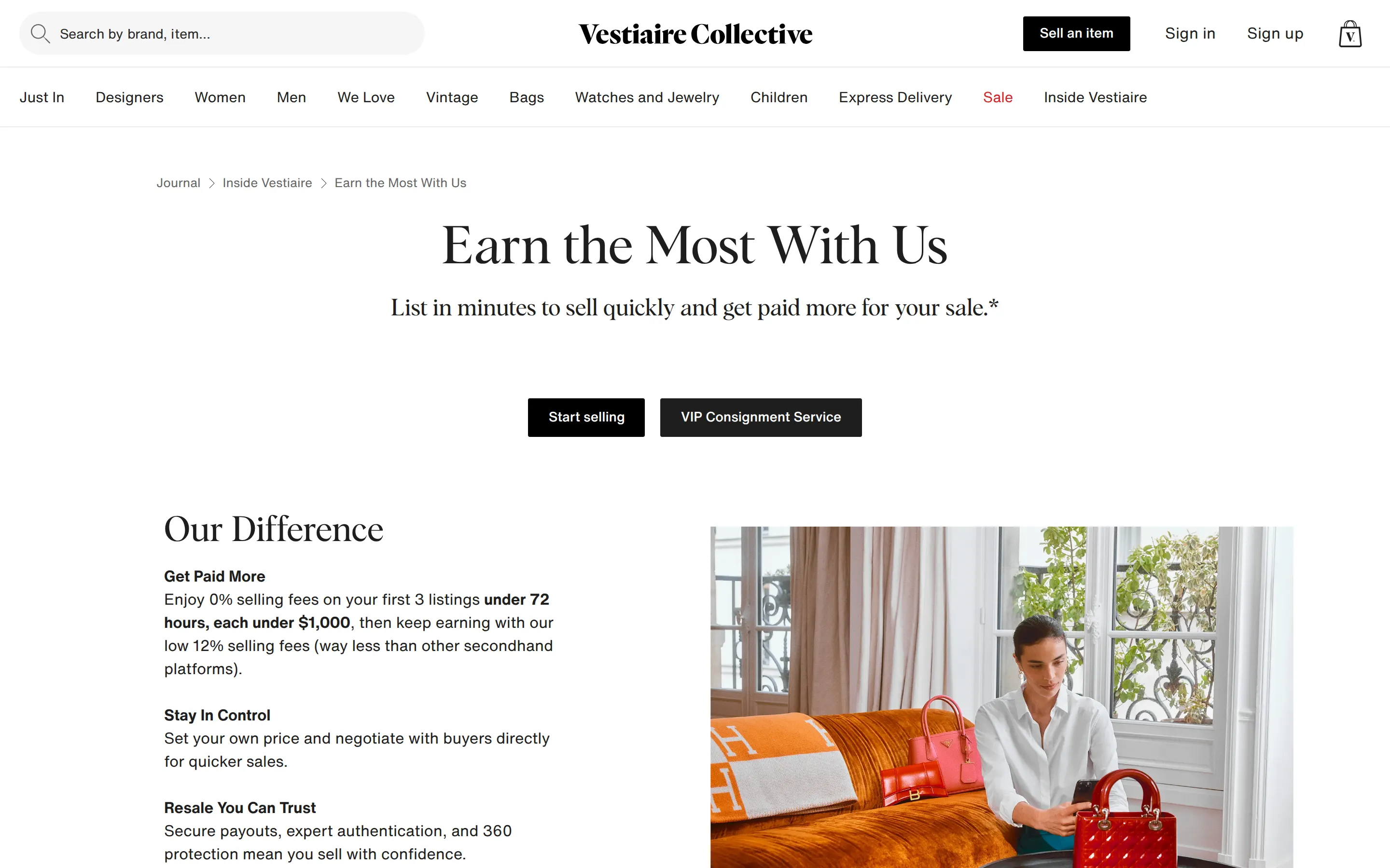 Vestiaire Collective seller page