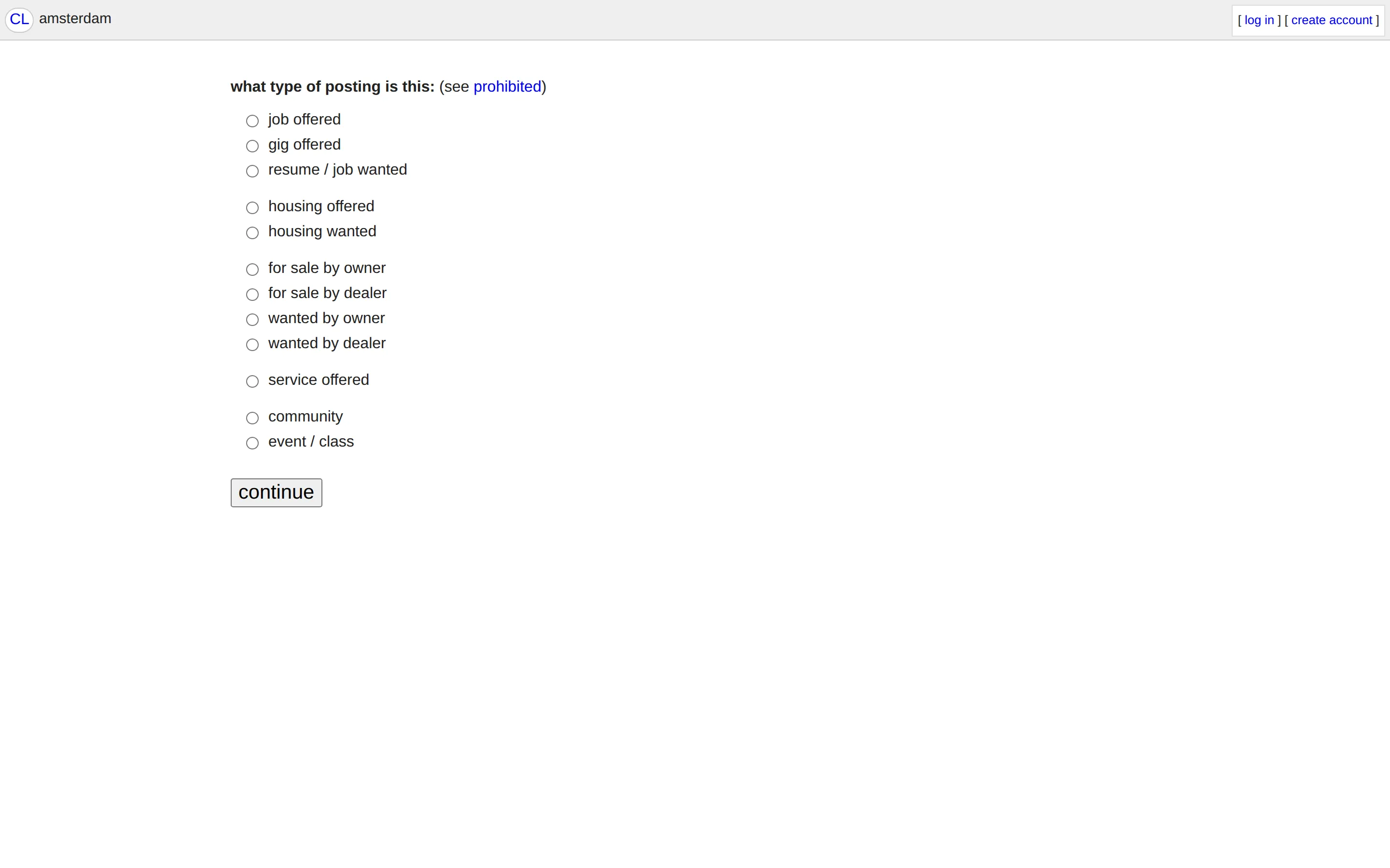 Craigslist seller page