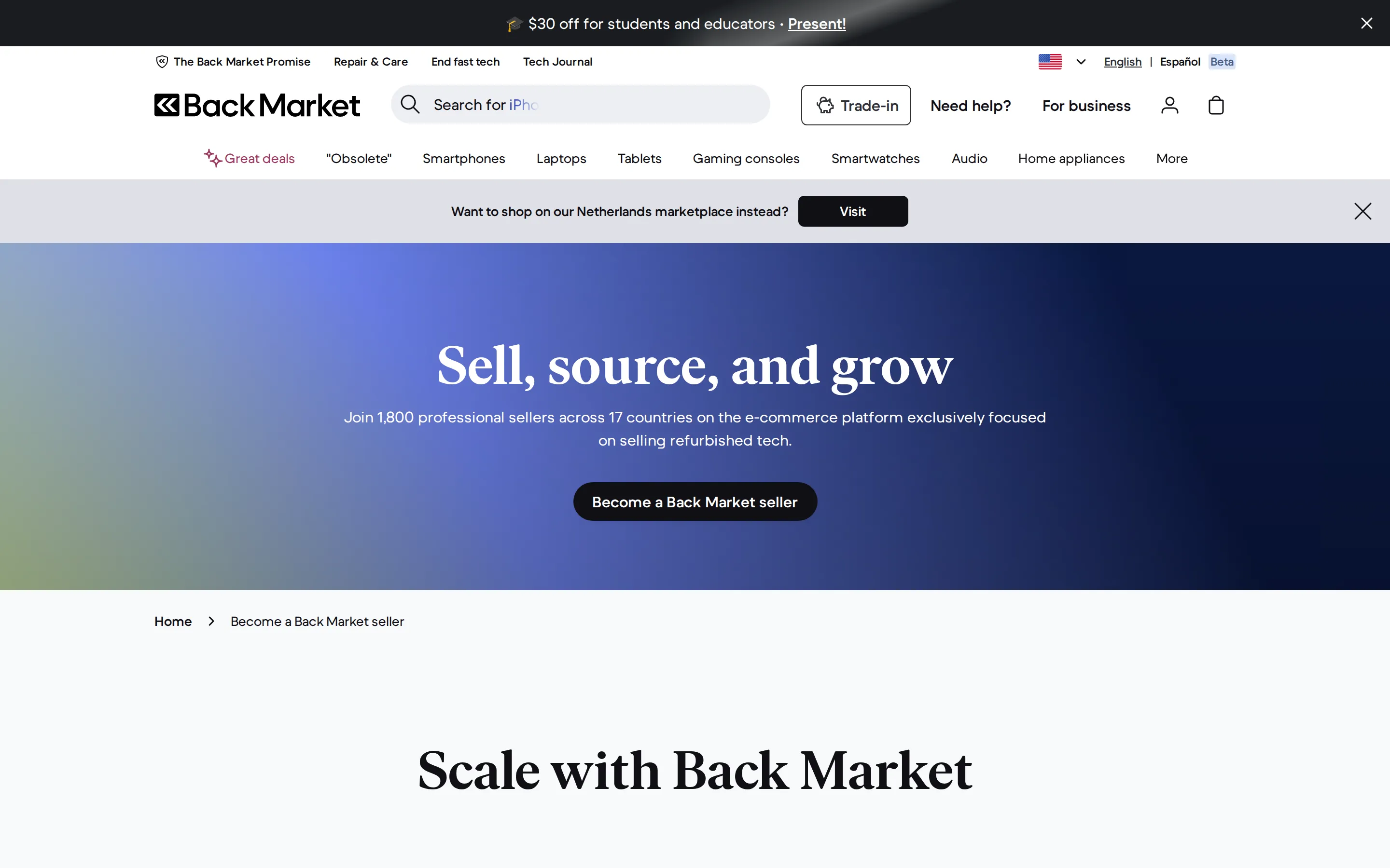Back Market seller page