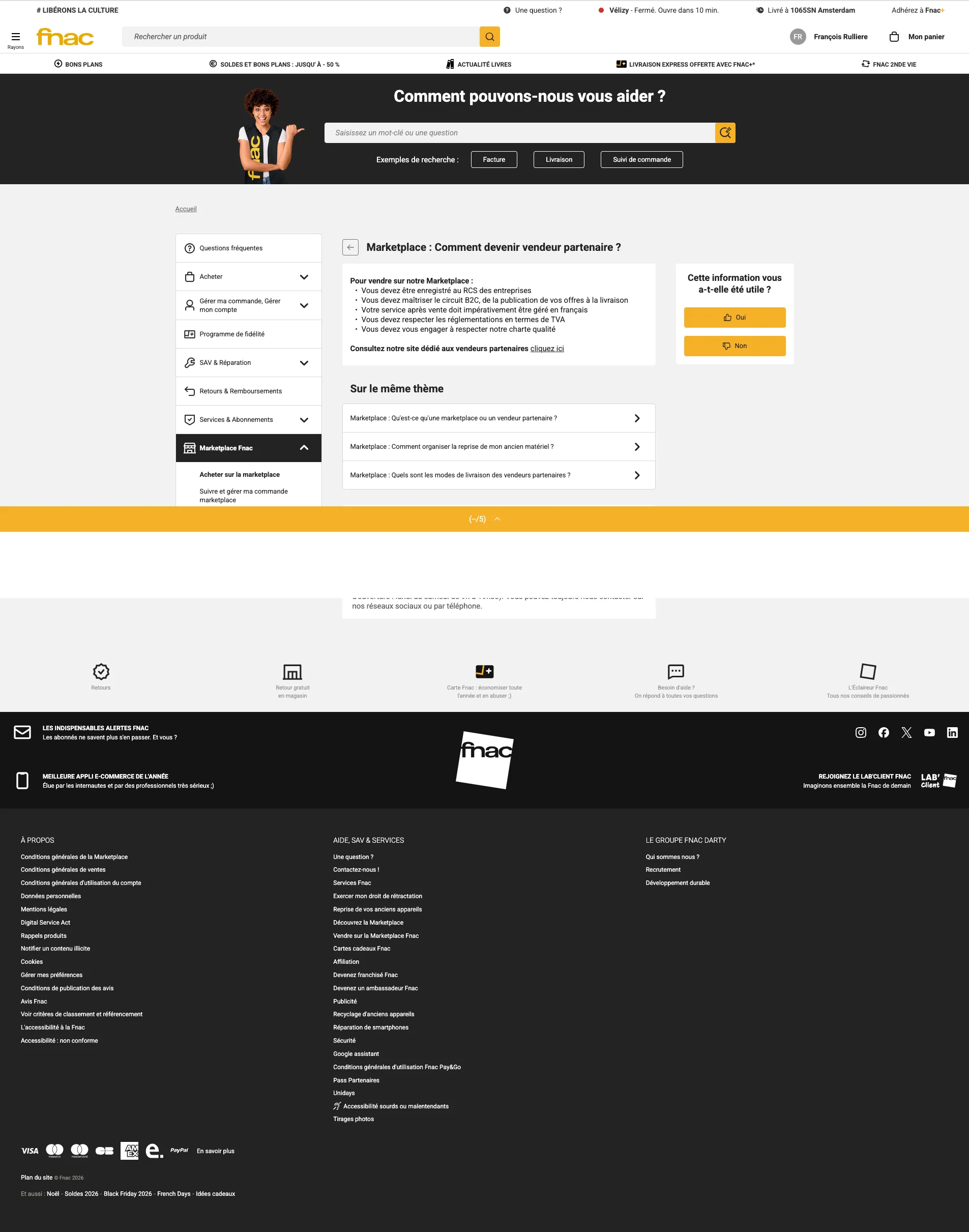 Fnac seller page
