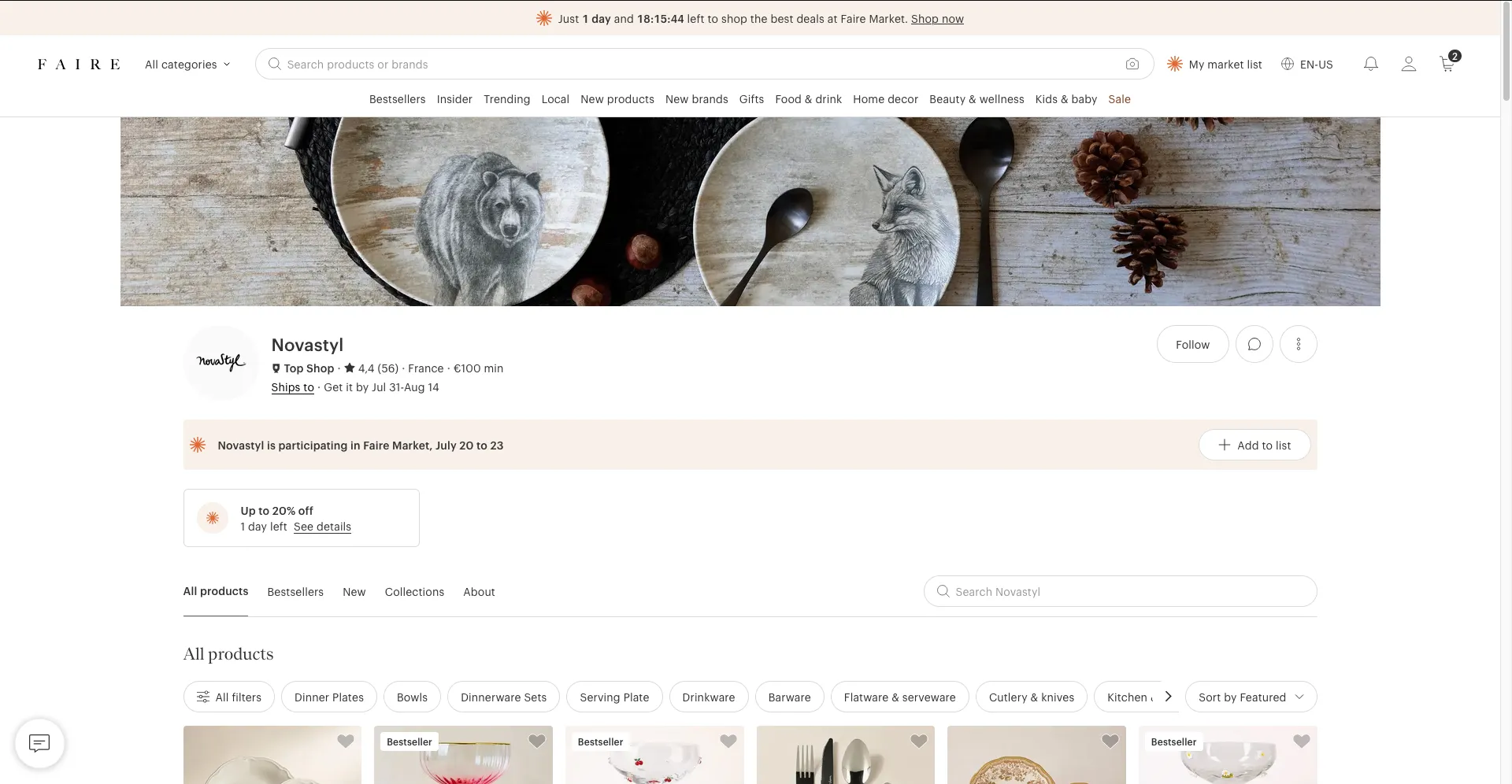 Faire vendor page