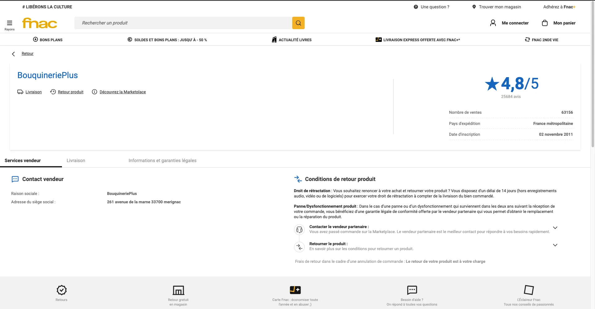 Fnac vendor page