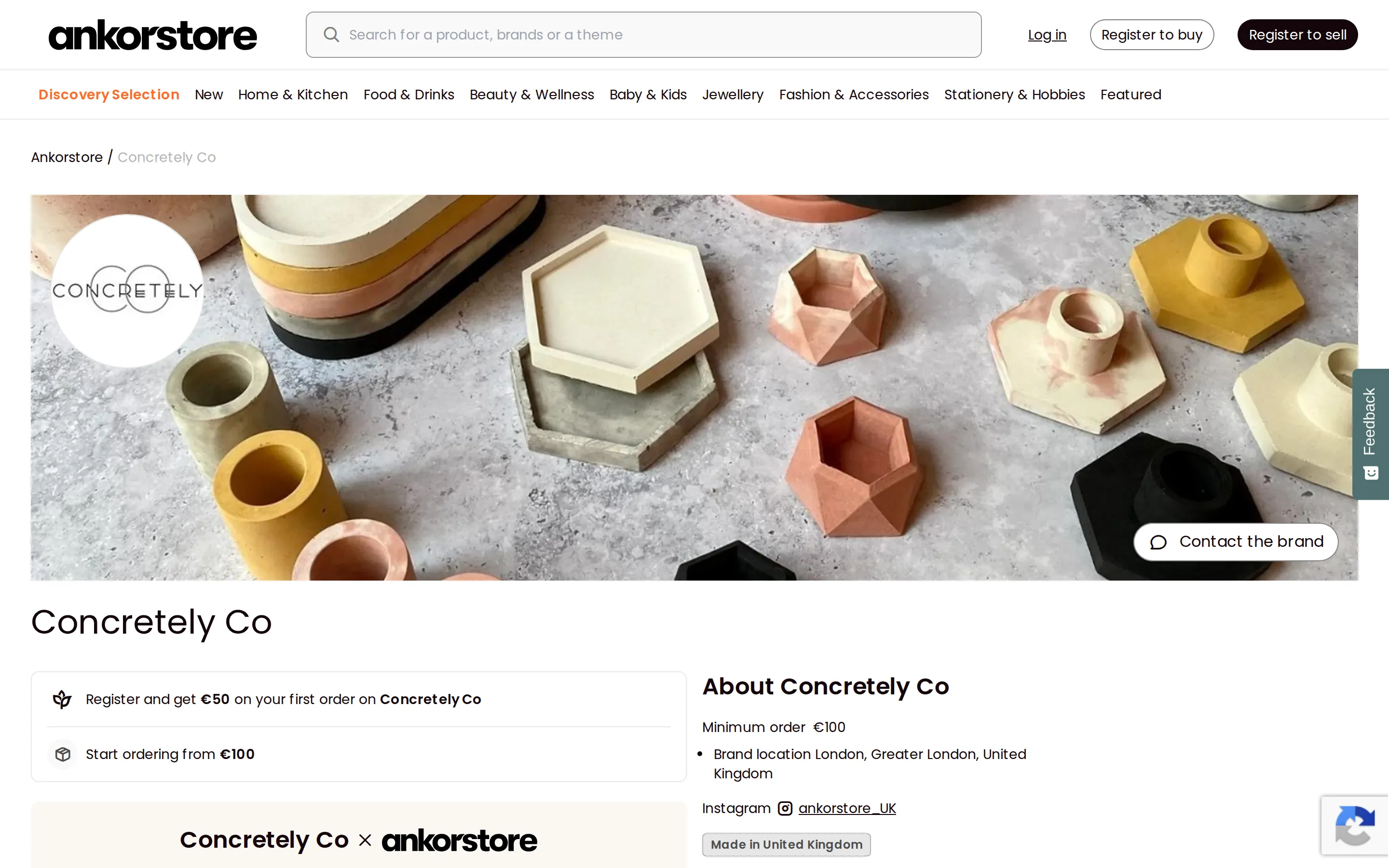Ankorstore vendor page