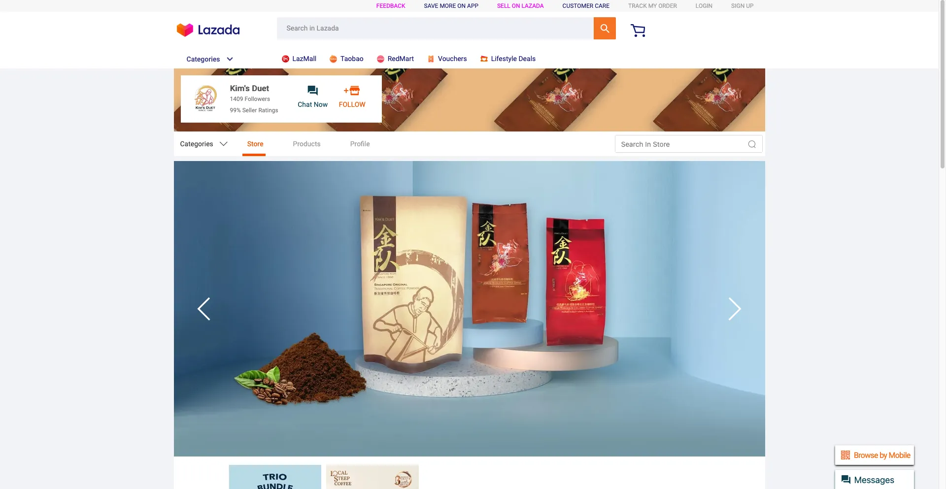 Lazada vendor page
