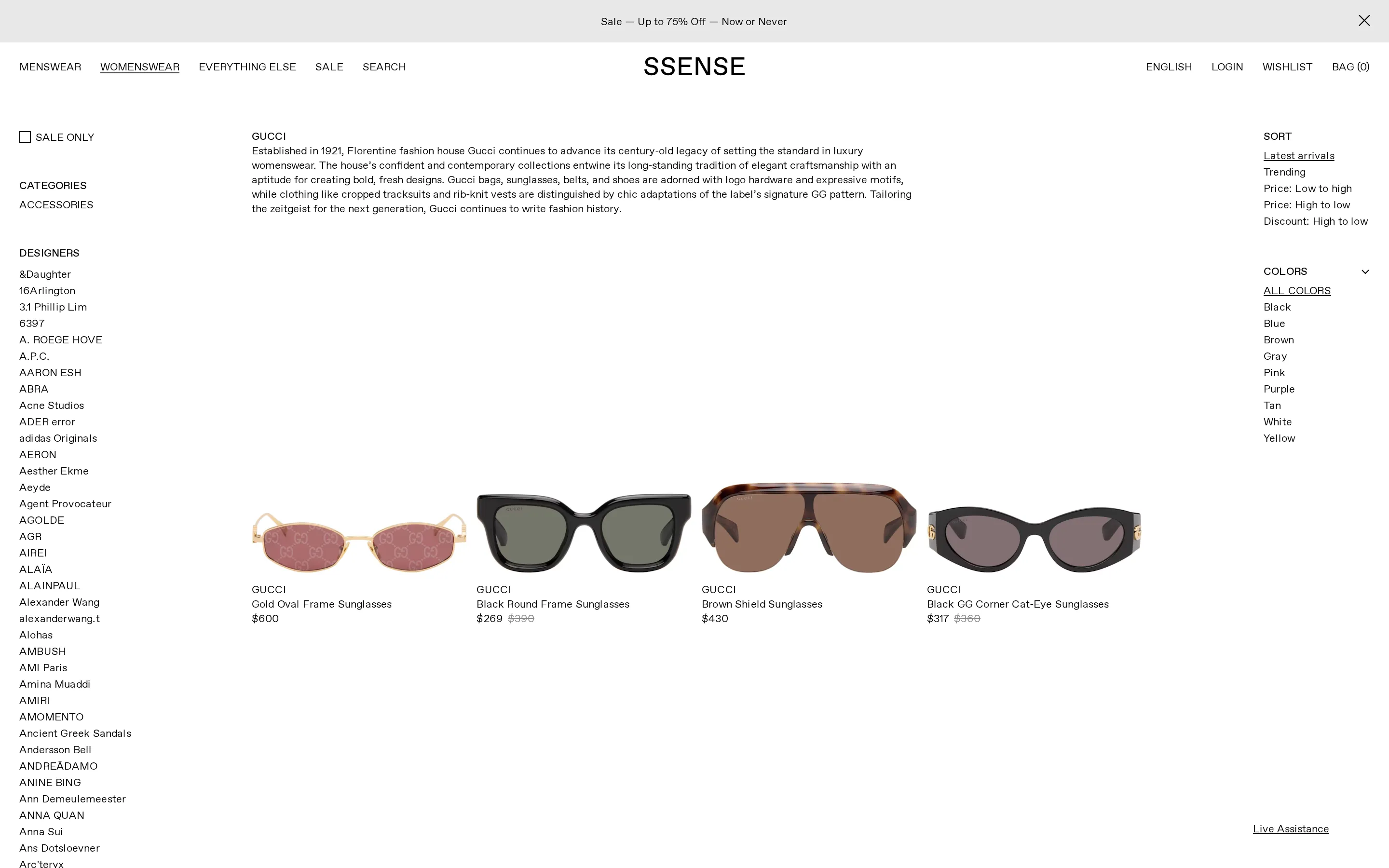 SSENSE vendor page