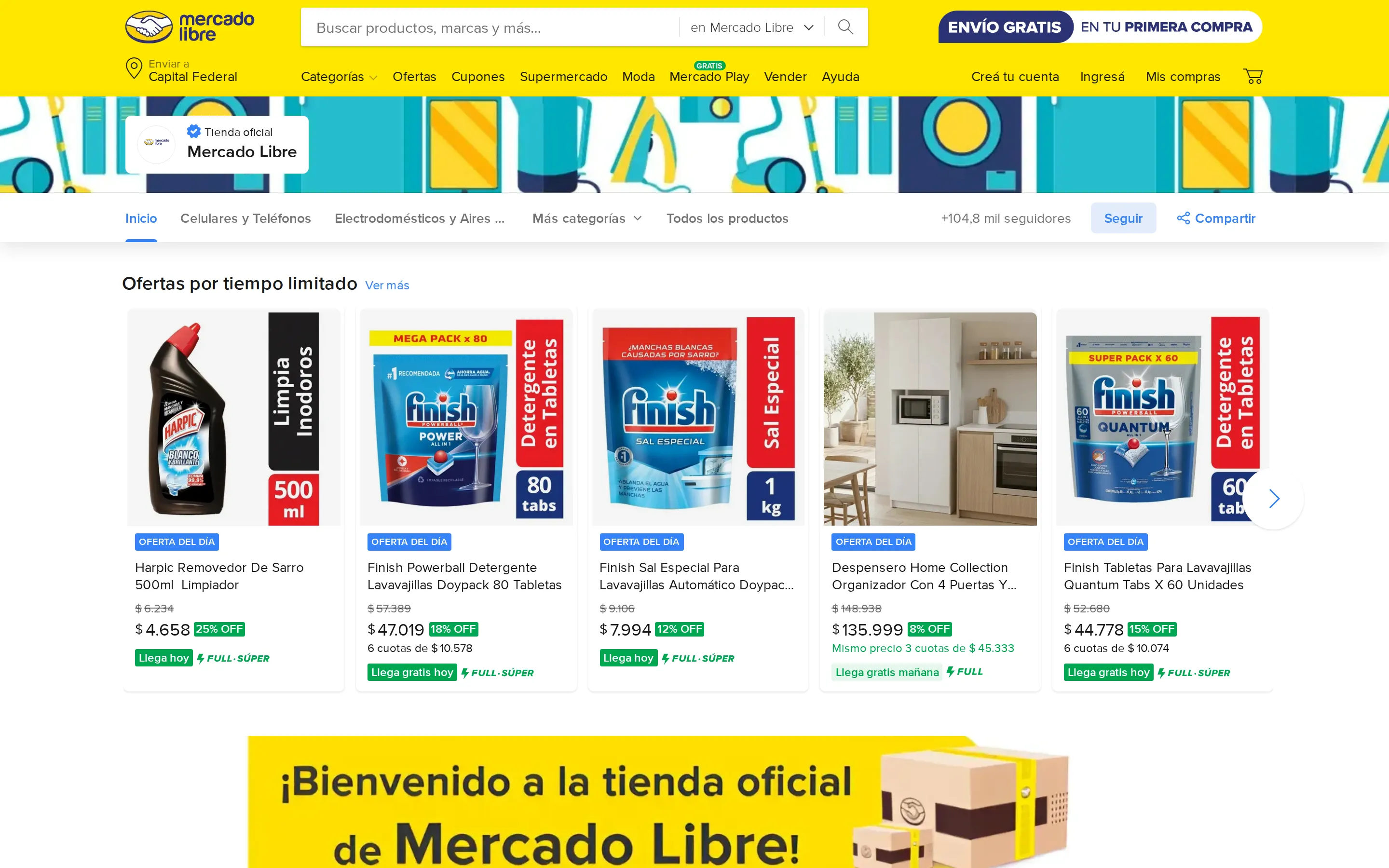 Mercado Libre vendor page