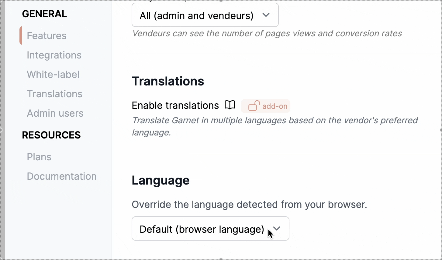 Override the interface language