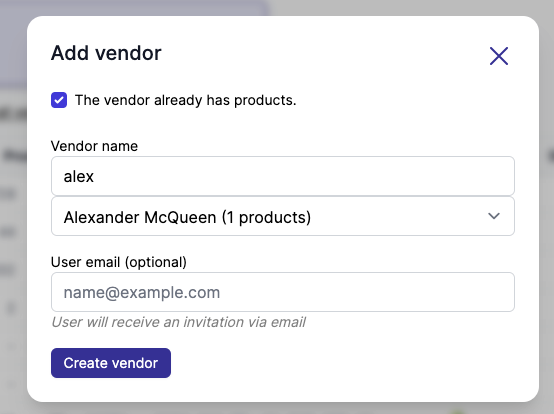 Search vendors when adding a vendor