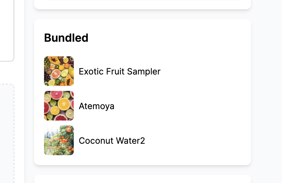 Bundled card on a product listing