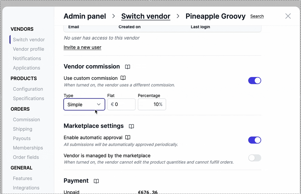 Advanced commission picker